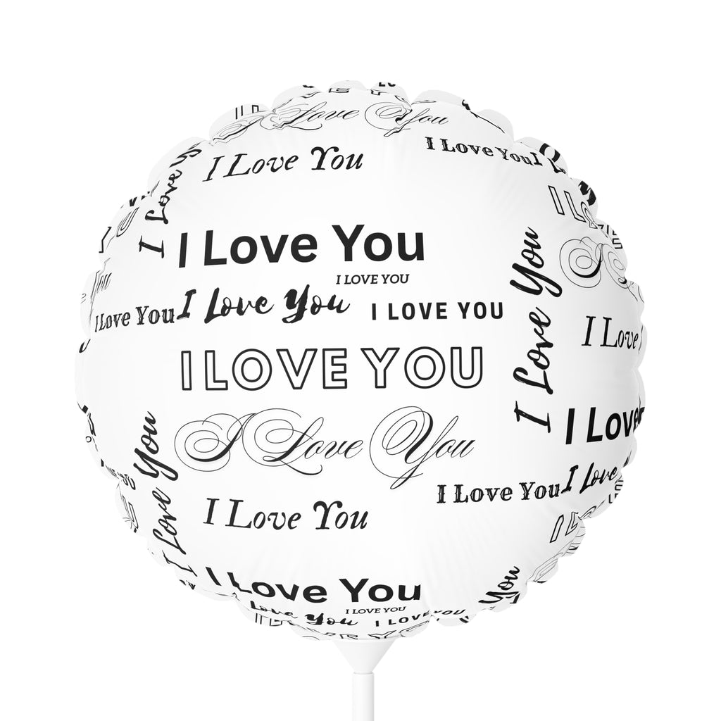I Love You Pattern Balloon — 11" Round/Heart-Shaped Love Balloon