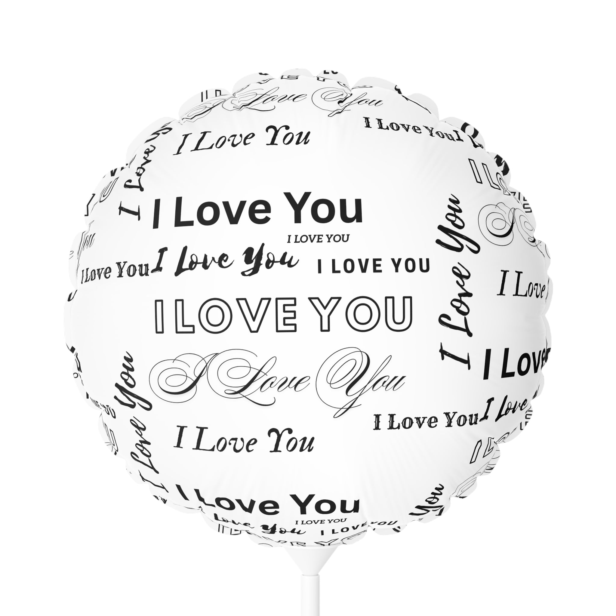 I Love You Pattern Balloon — 11" Round/Heart-Shaped Love Balloon