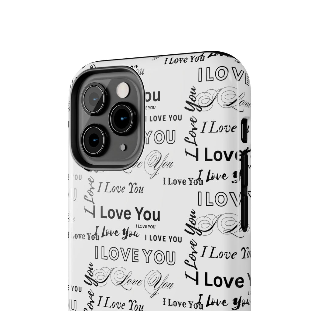 I Love You Pattern Tough Phone Case — Romantic Script Collage Design