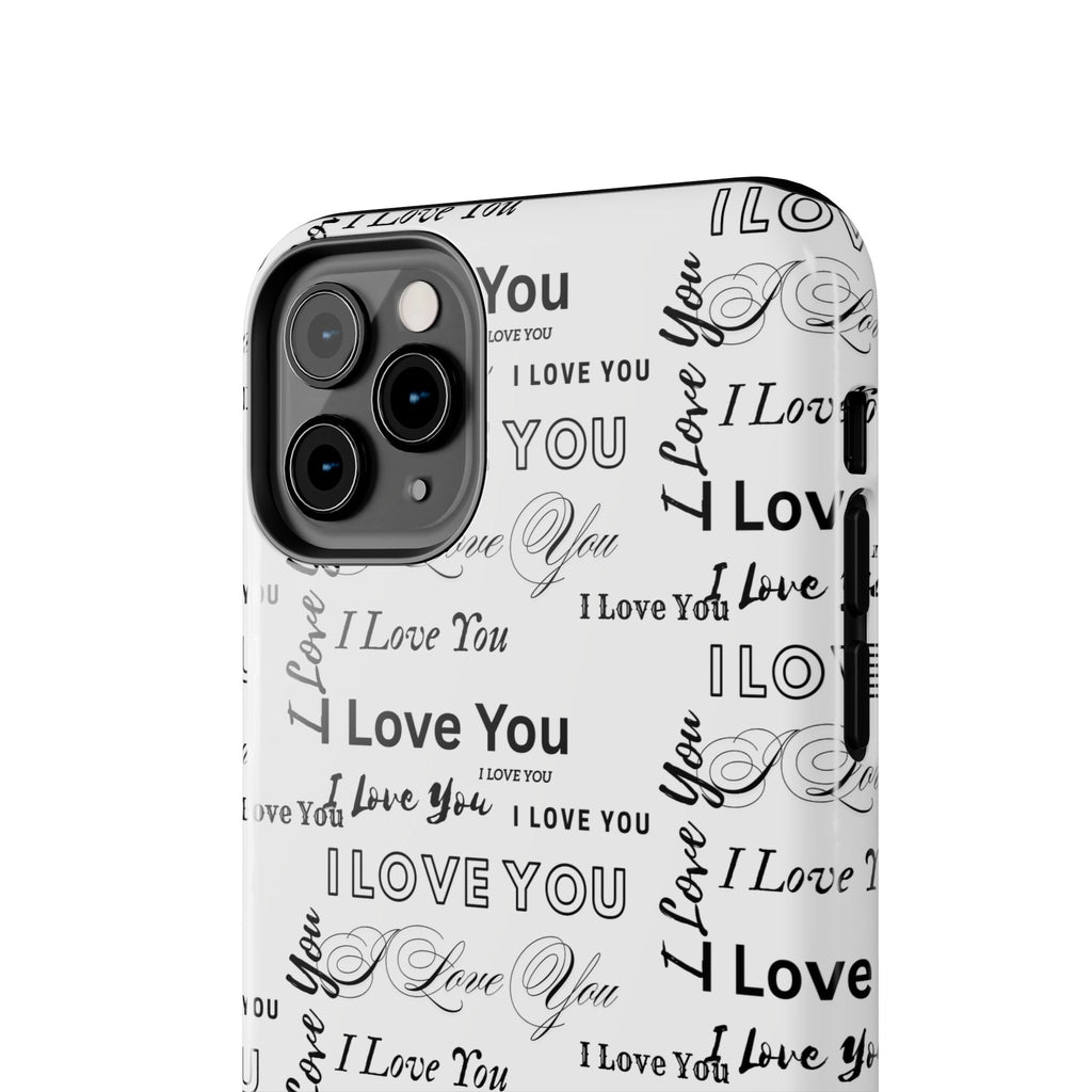 I Love You Pattern Tough Phone Case — Romantic Script Collage Design