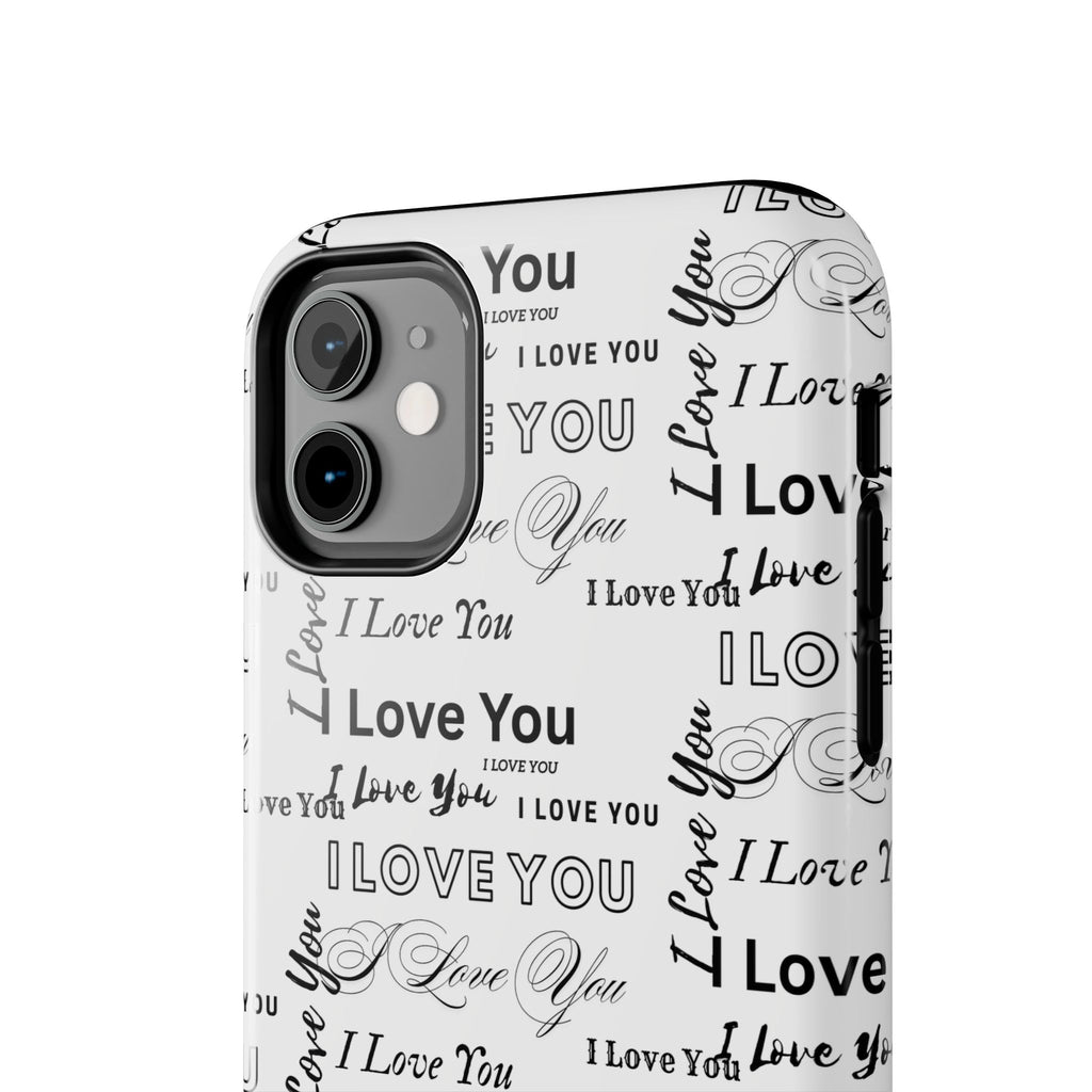 I Love You Pattern Tough Phone Case — Romantic Script Collage Design