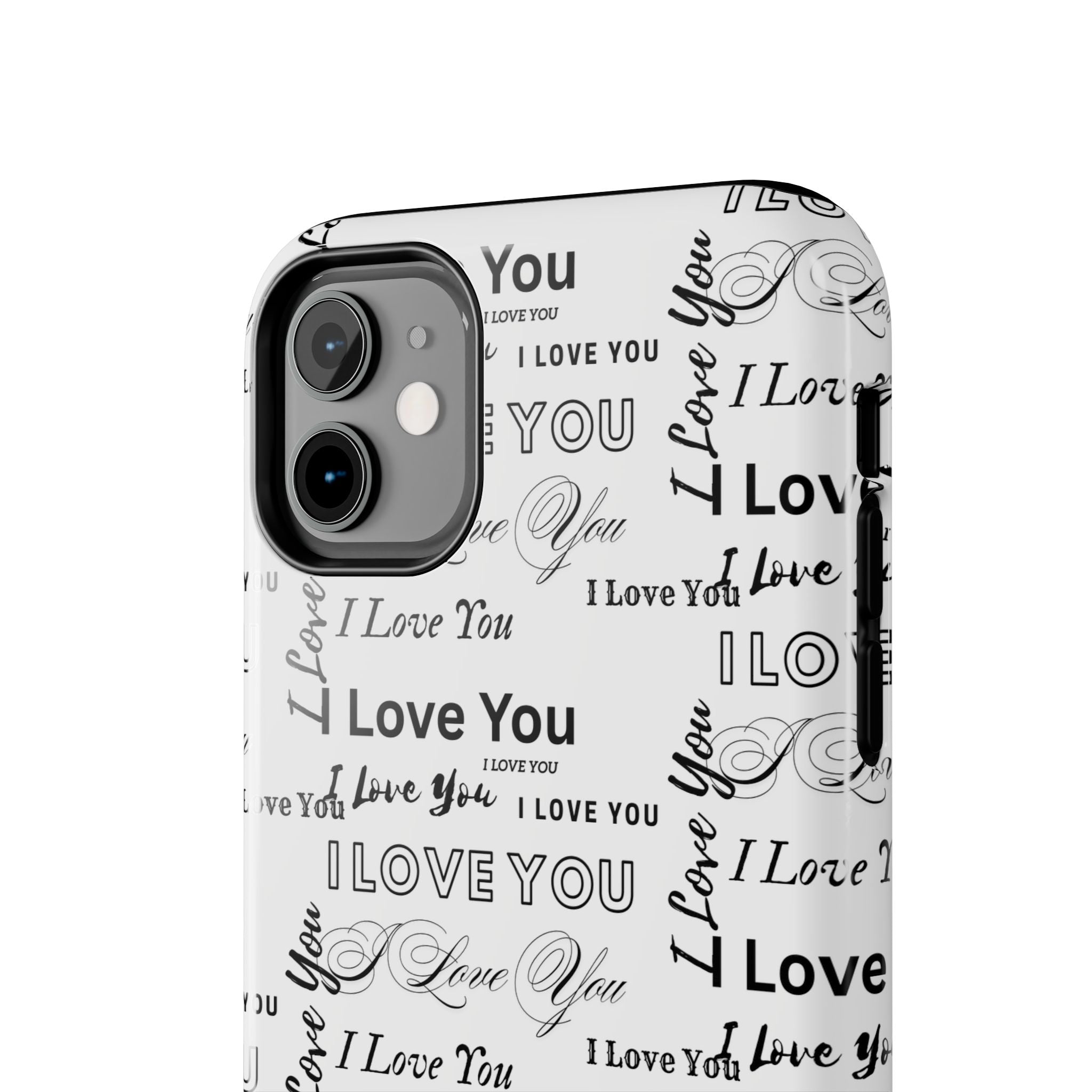 I Love You Pattern Tough Phone Case — Romantic Script Collage Design