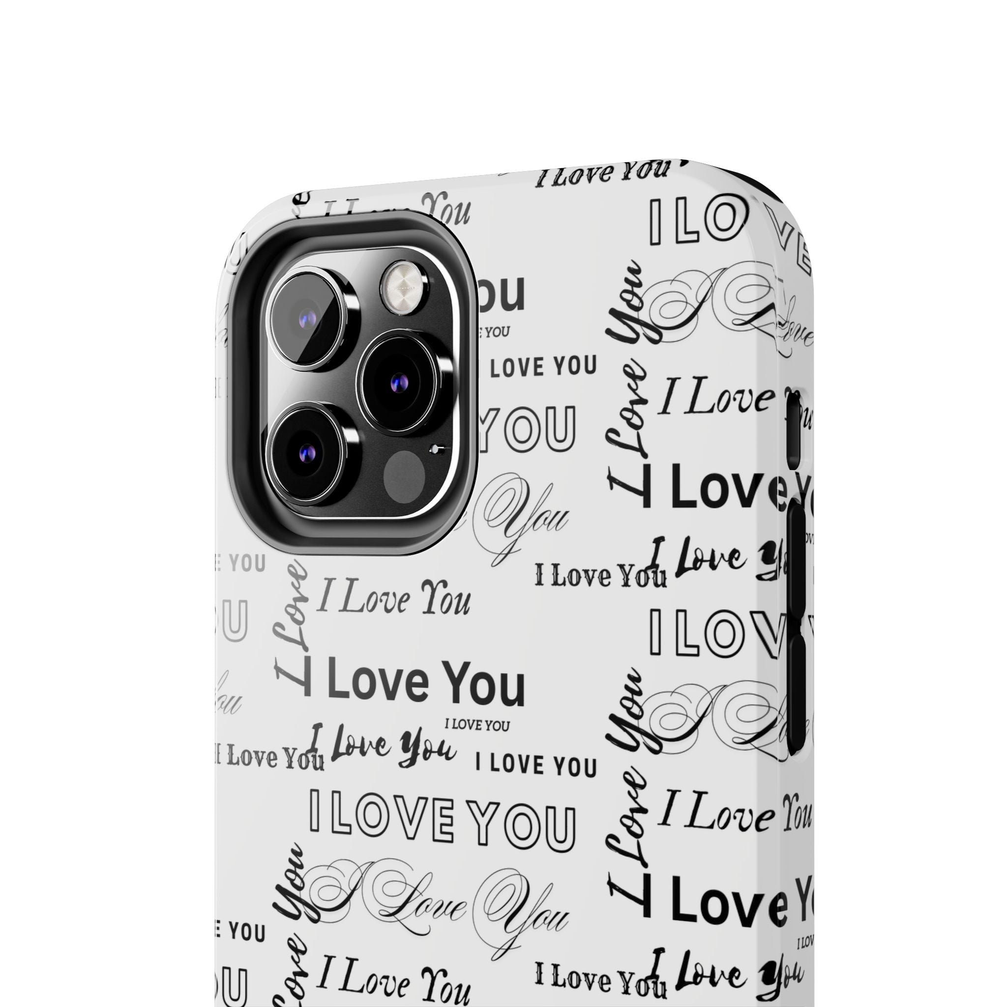 I Love You Pattern Tough Phone Case — Romantic Script Collage Design
