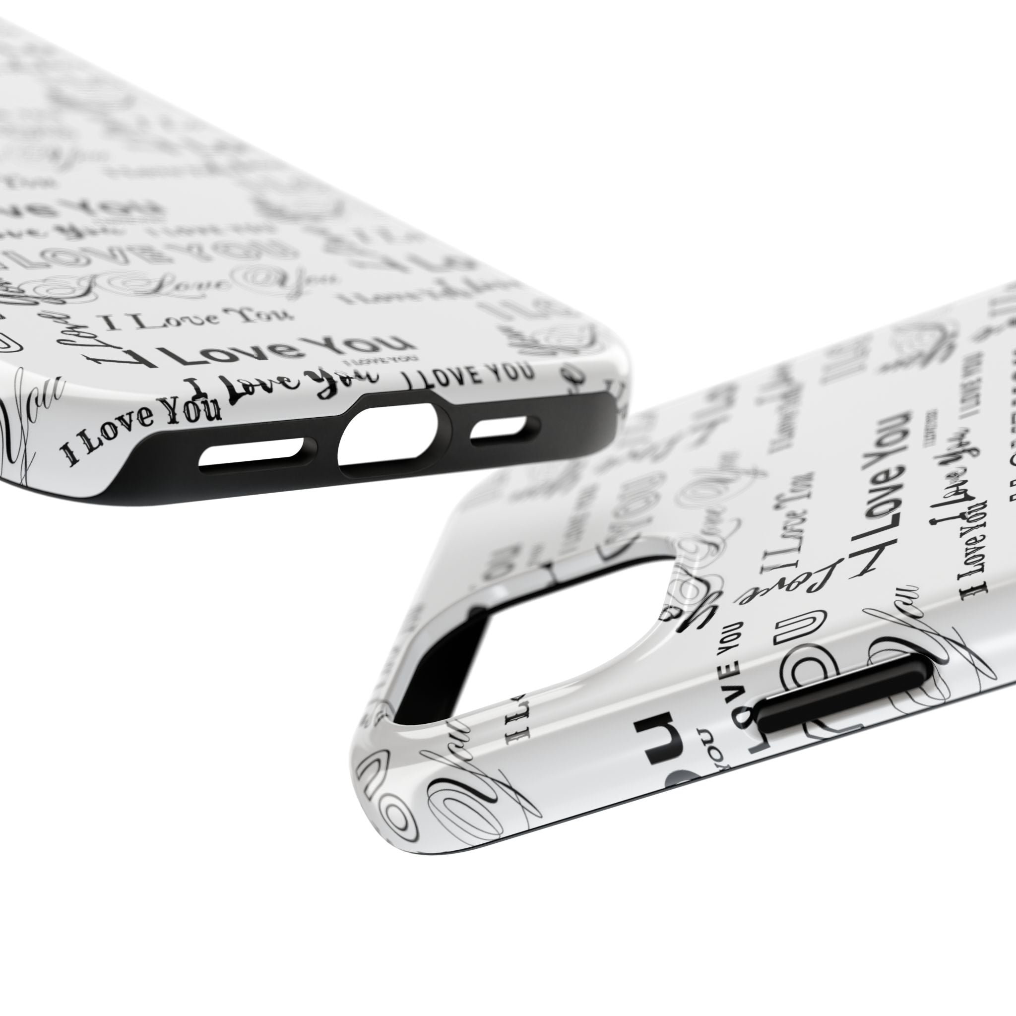 I Love You Pattern Tough Phone Case — Romantic Script Collage Design
