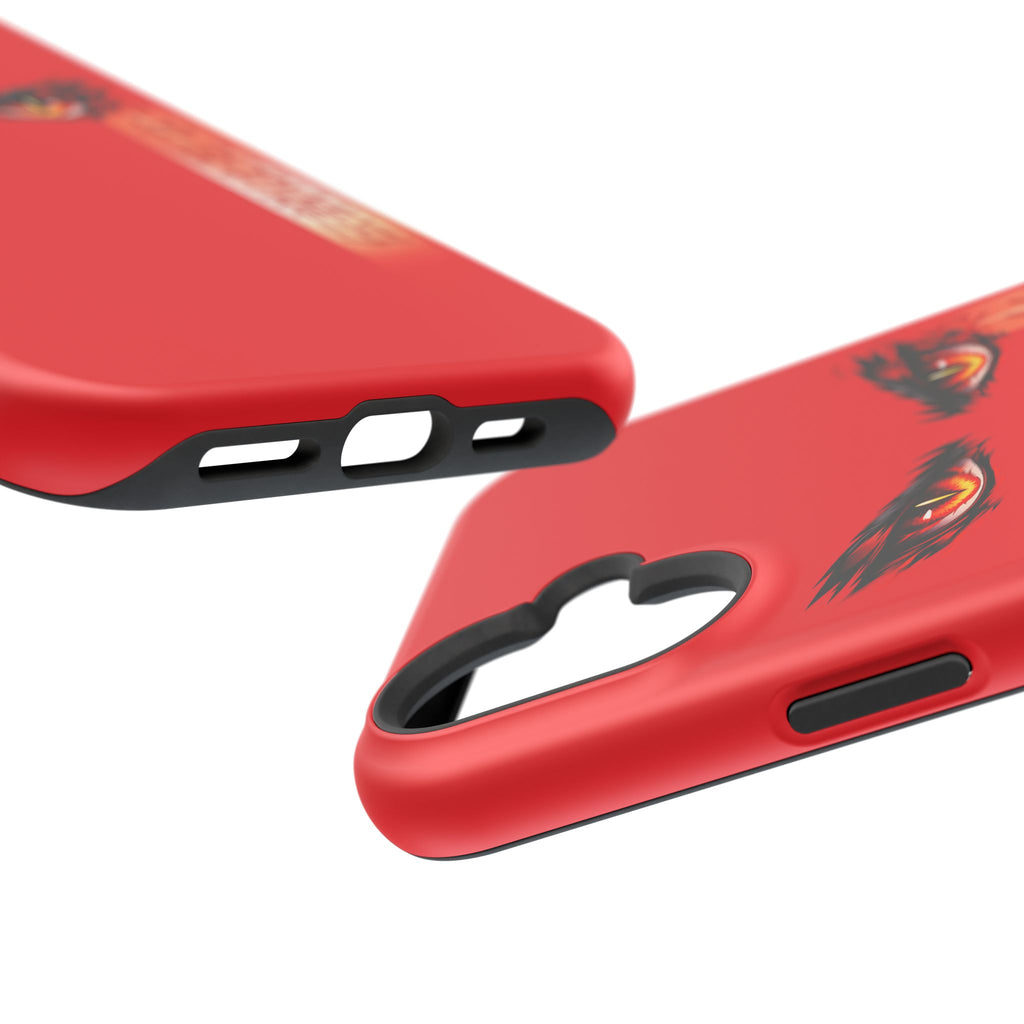 Red Demon Eyes Magnetic Phone Case — Japanese Script "伝説はまだ死なず"