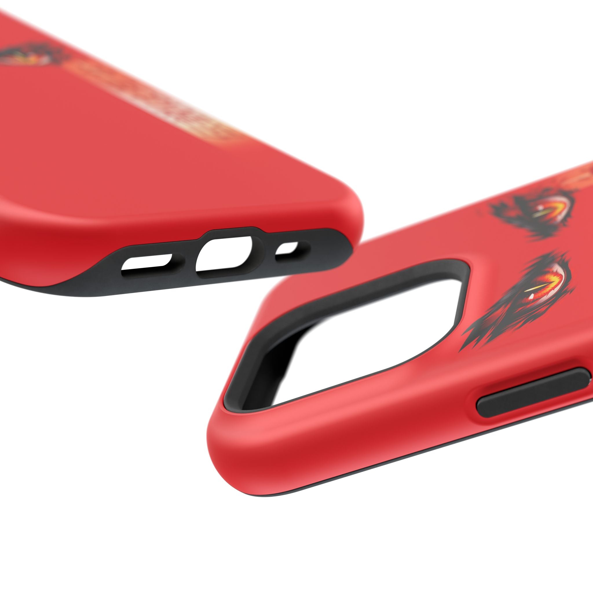 Red Demon Eyes Magnetic Phone Case — Japanese Script "伝説はまだ死なず"