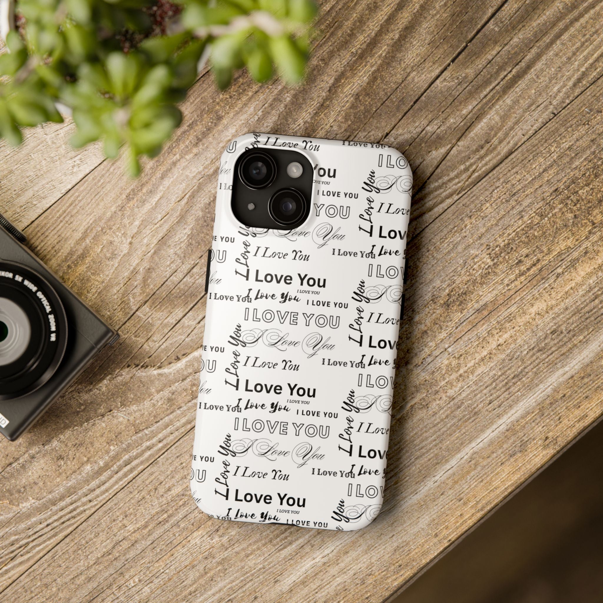 I Love You Pattern Tough Phone Case — Romantic Script Collage Design