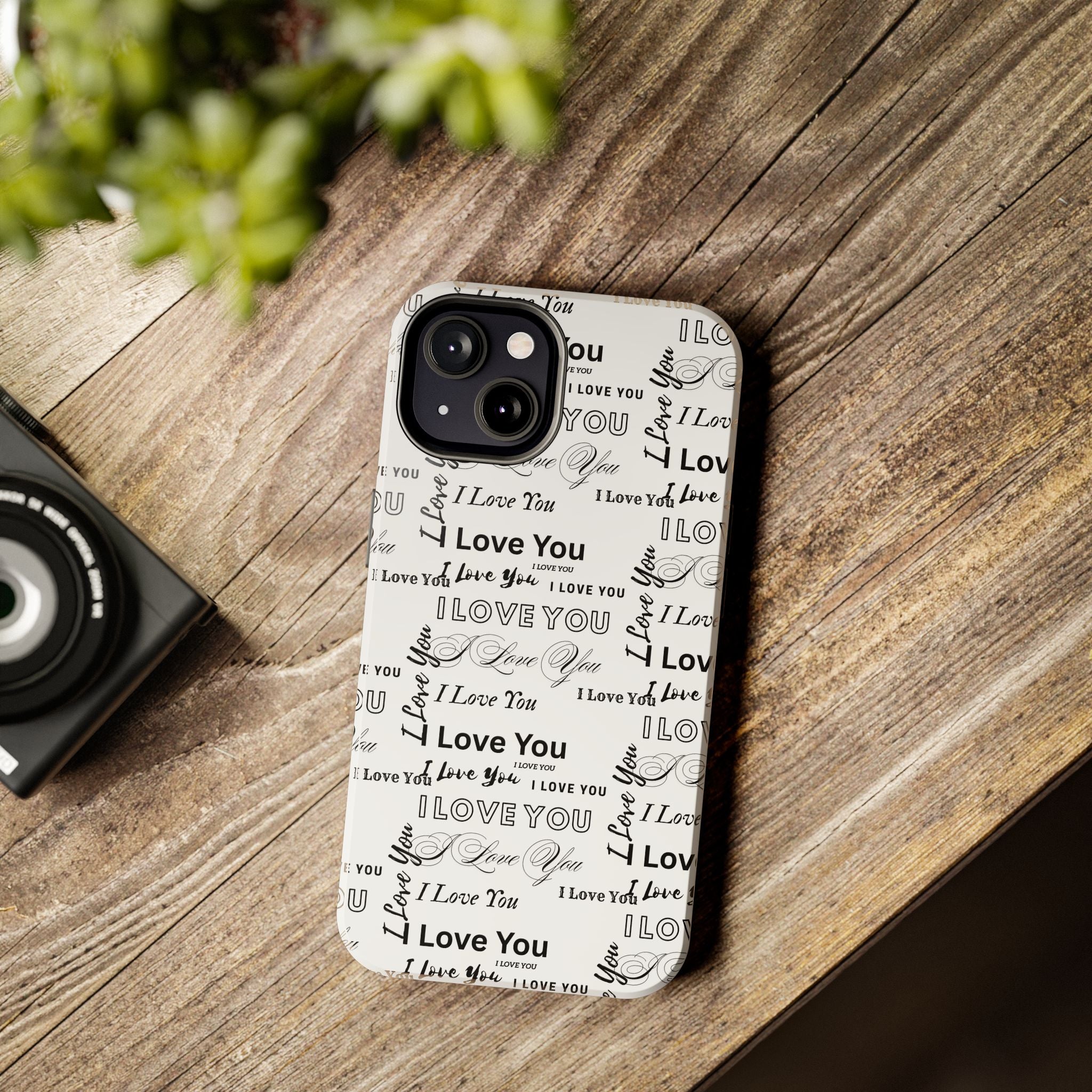 I Love You Pattern Tough Phone Case — Romantic Script Collage Design