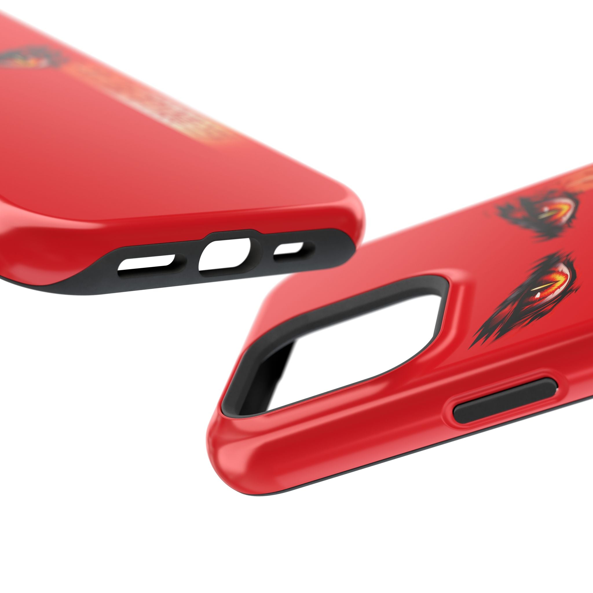 Red Demon Eyes Magnetic Phone Case — Japanese Script "伝説はまだ死なず"