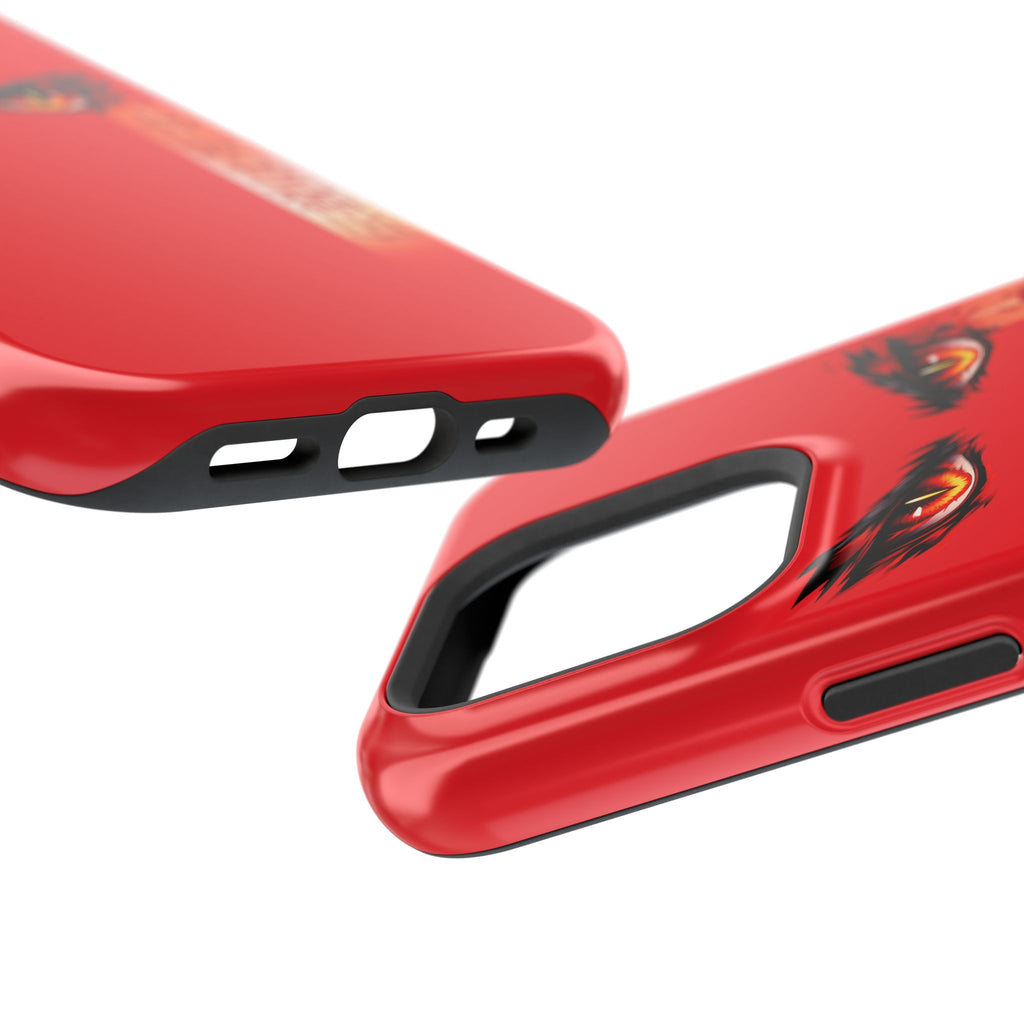 Red Demon Eyes Magnetic Phone Case — Japanese Script "伝説はまだ死なず"