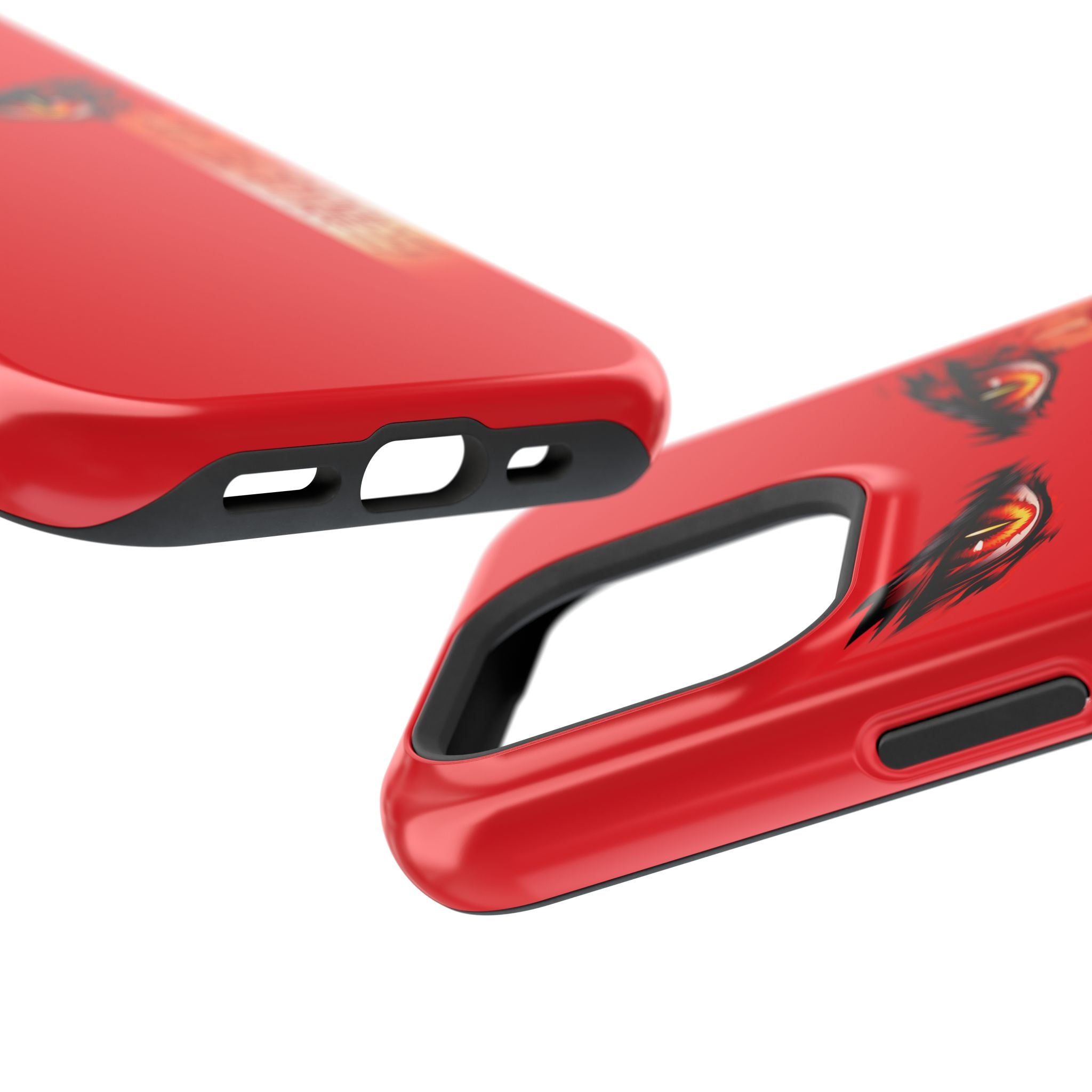 Red Demon Eyes Magnetic Phone Case — Japanese Script "伝説はまだ死なず"