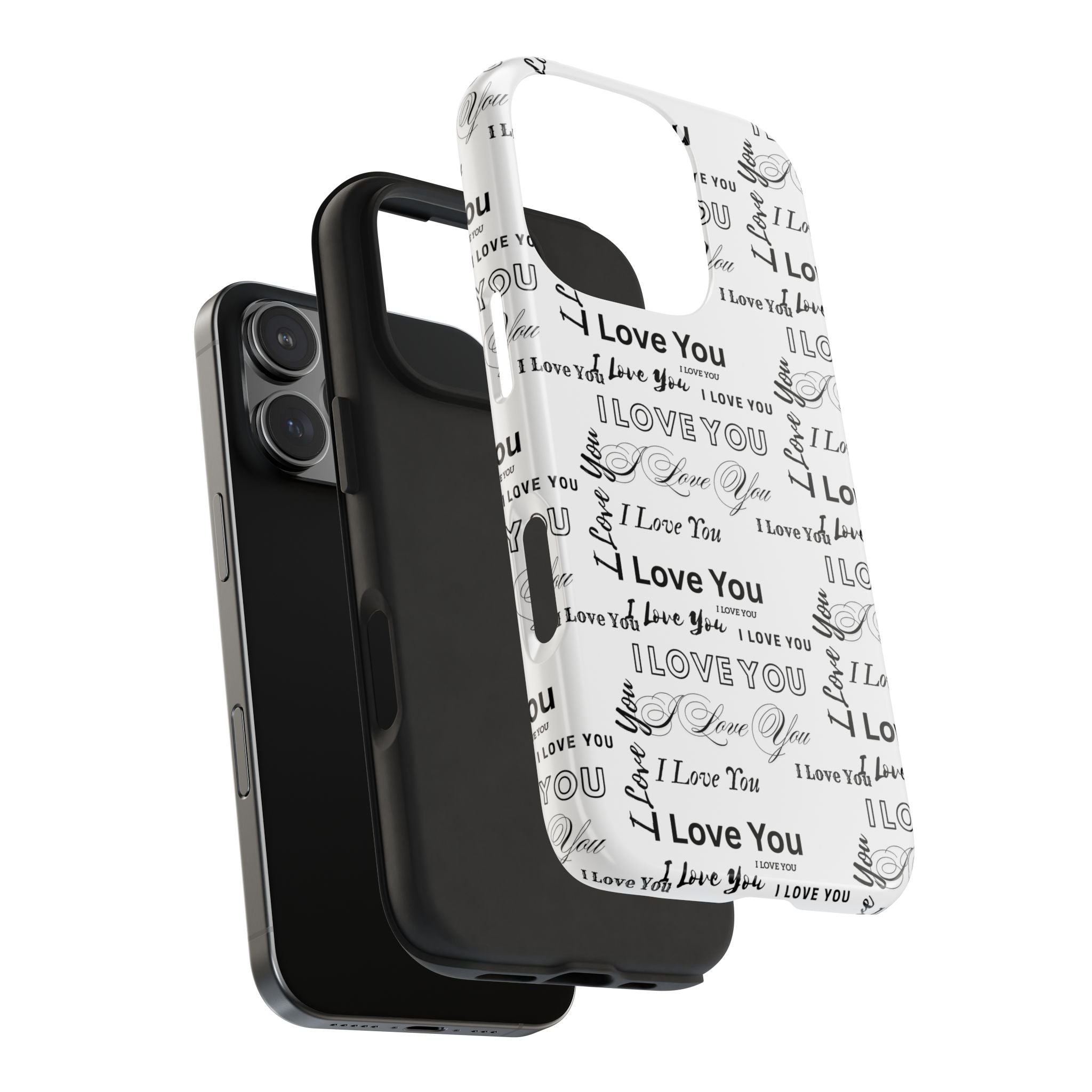 I Love You Pattern Tough Phone Case — Romantic Script Collage Design