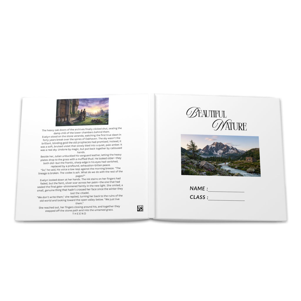 Hardcover Photo Book — Custom Photo Story Album (Name & Class Page, Landscape Art)