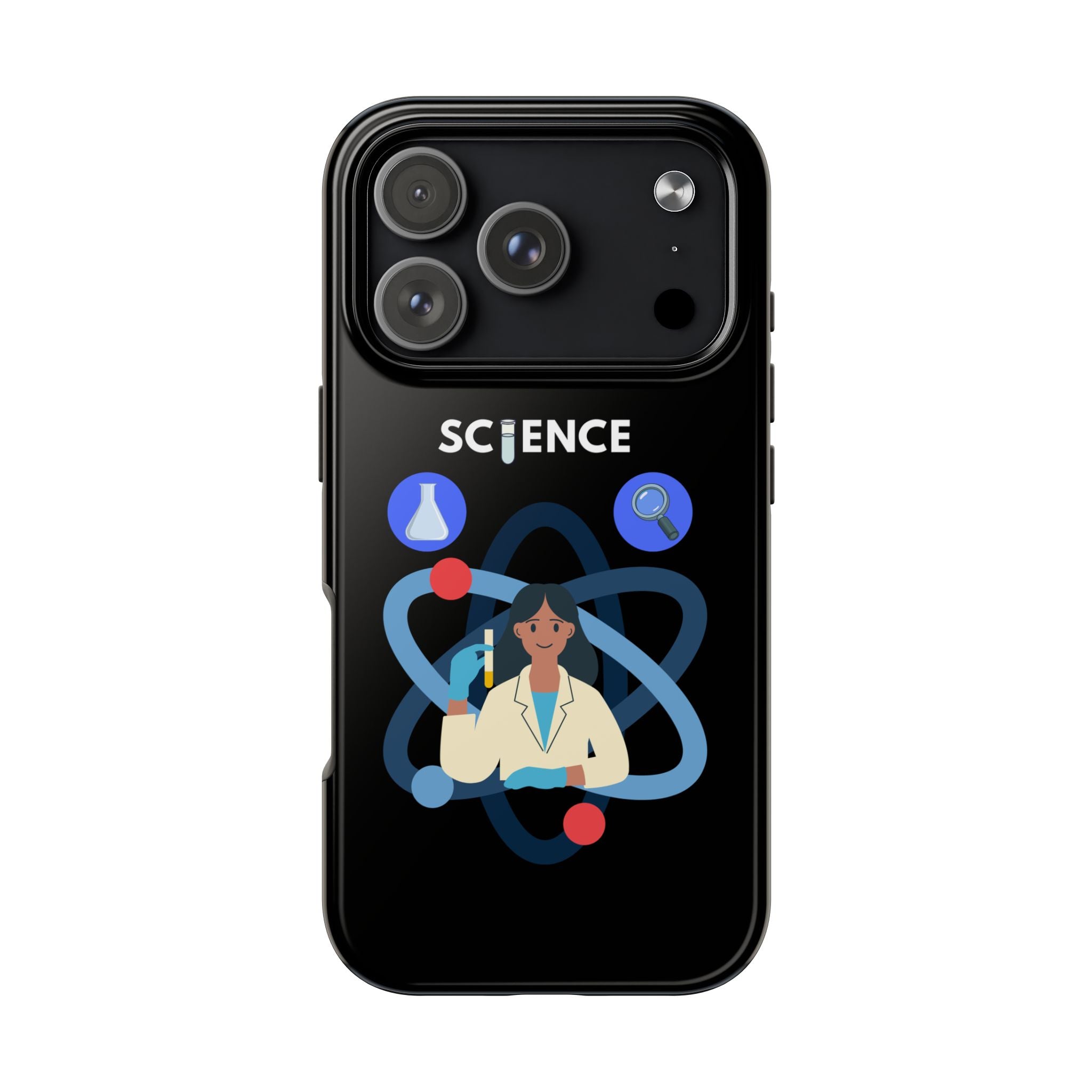 Science Teacher Tough Phone Case — Cute Female Scientist Atom Design