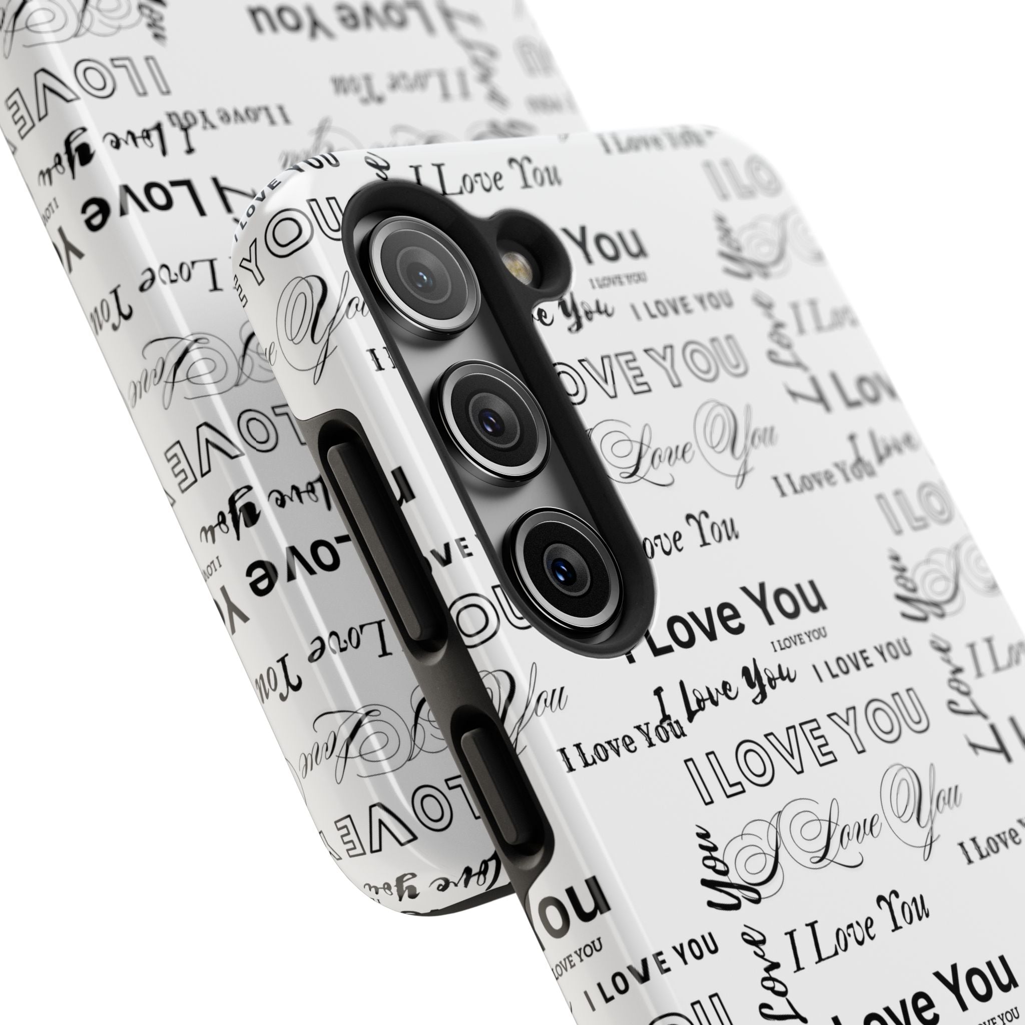 I Love You Pattern Tough Phone Case — Romantic Script Collage Design