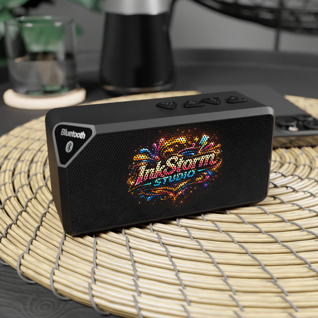 Portable Bluetooth Speaker — Colorful InkStorm Studio Graphic
