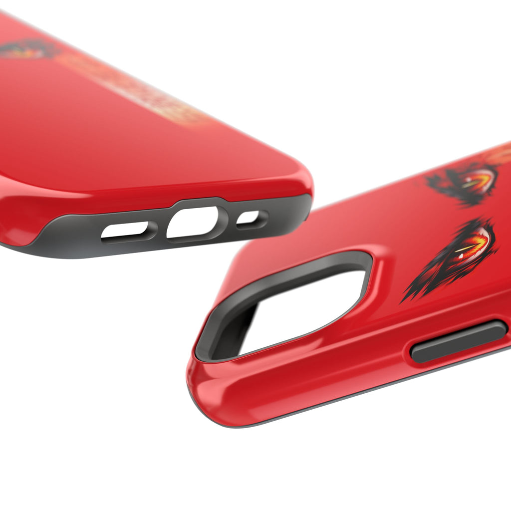 Red Demon Eyes Magnetic Phone Case — Japanese Script "伝説はまだ死なず"