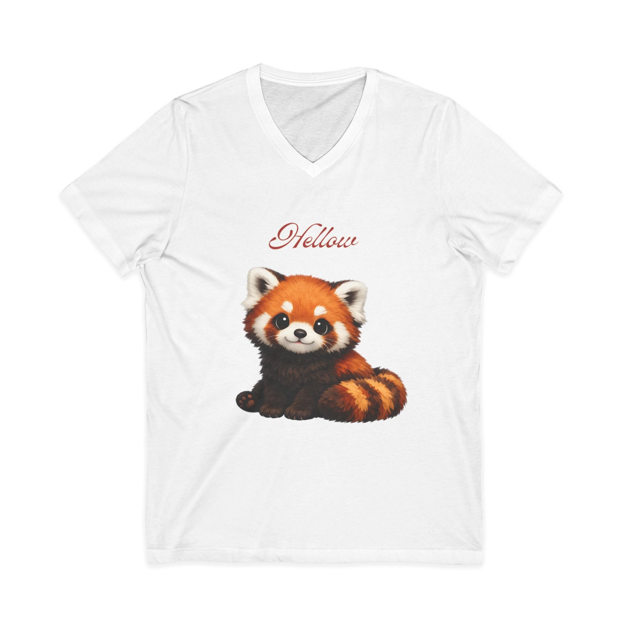 Red Panda V-Neck Tee - Cute 'Nellow' Graphic Shirt