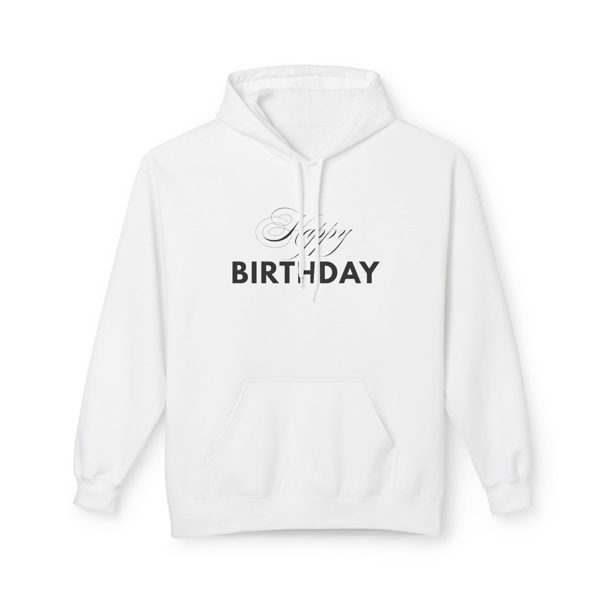 Birthday Hoodie — "Happy Birthday" Front & "Thank You Winter" Snowflake Back