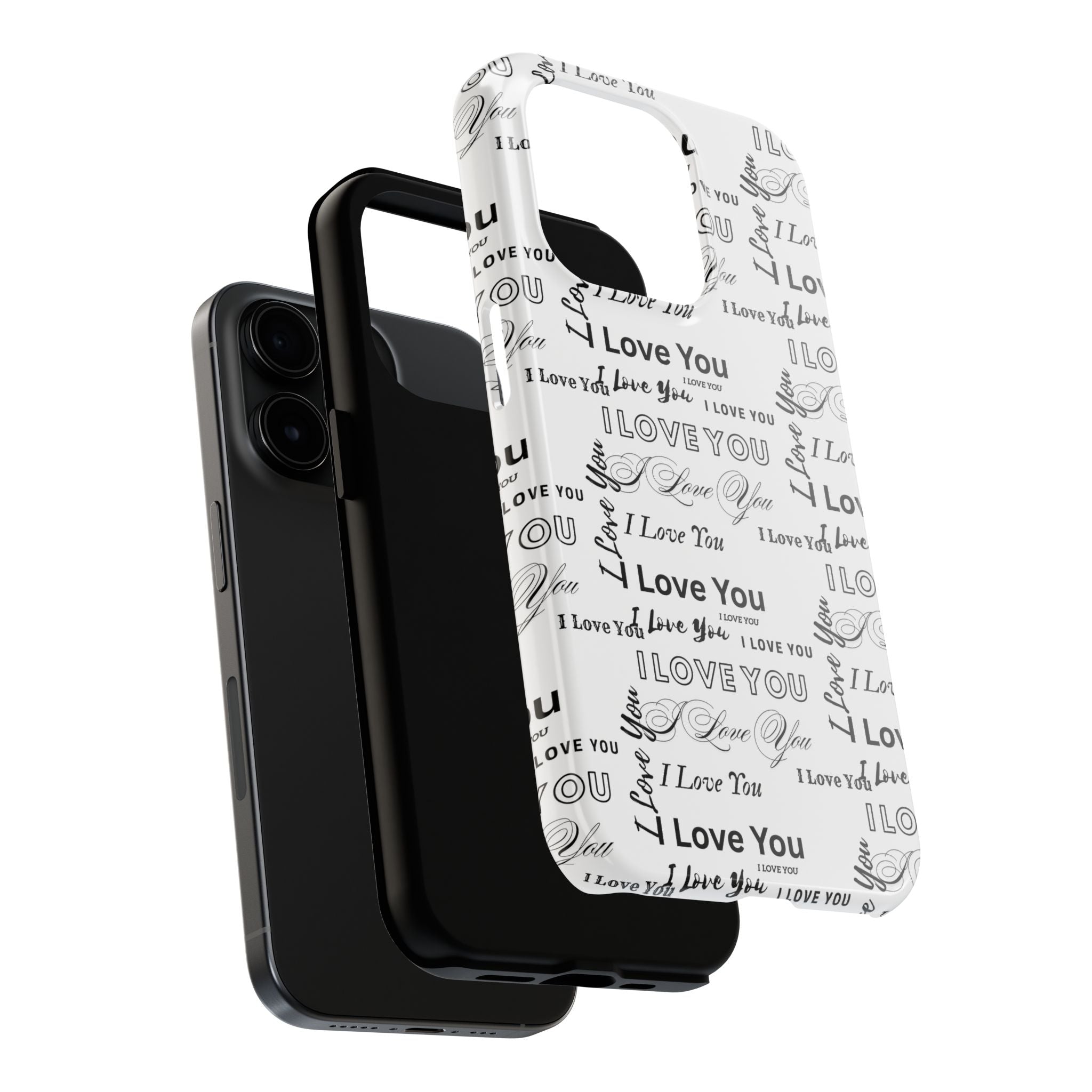 I Love You Pattern Tough Phone Case — Romantic Script Collage Design
