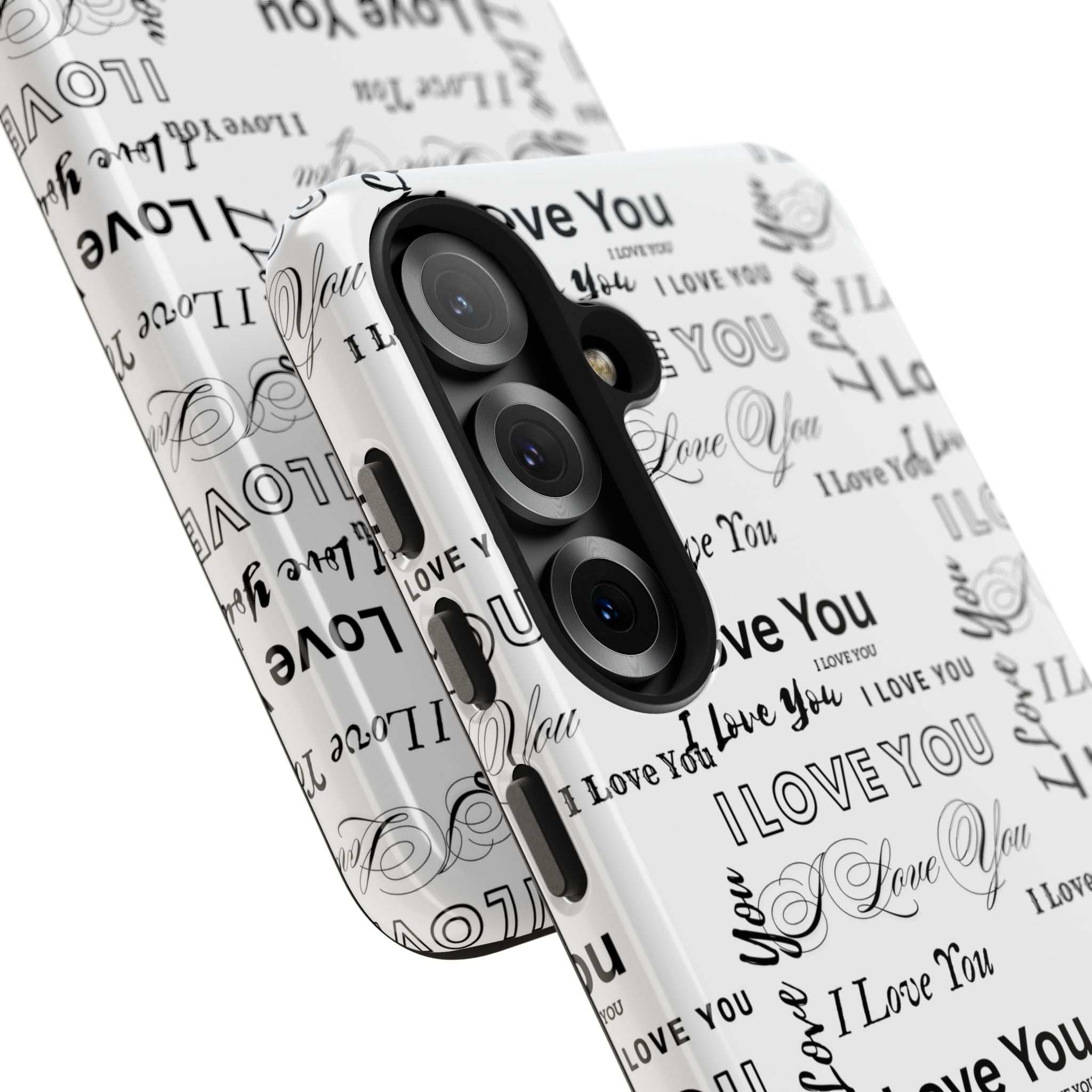 I Love You Pattern Tough Phone Case — Romantic Script Collage Design