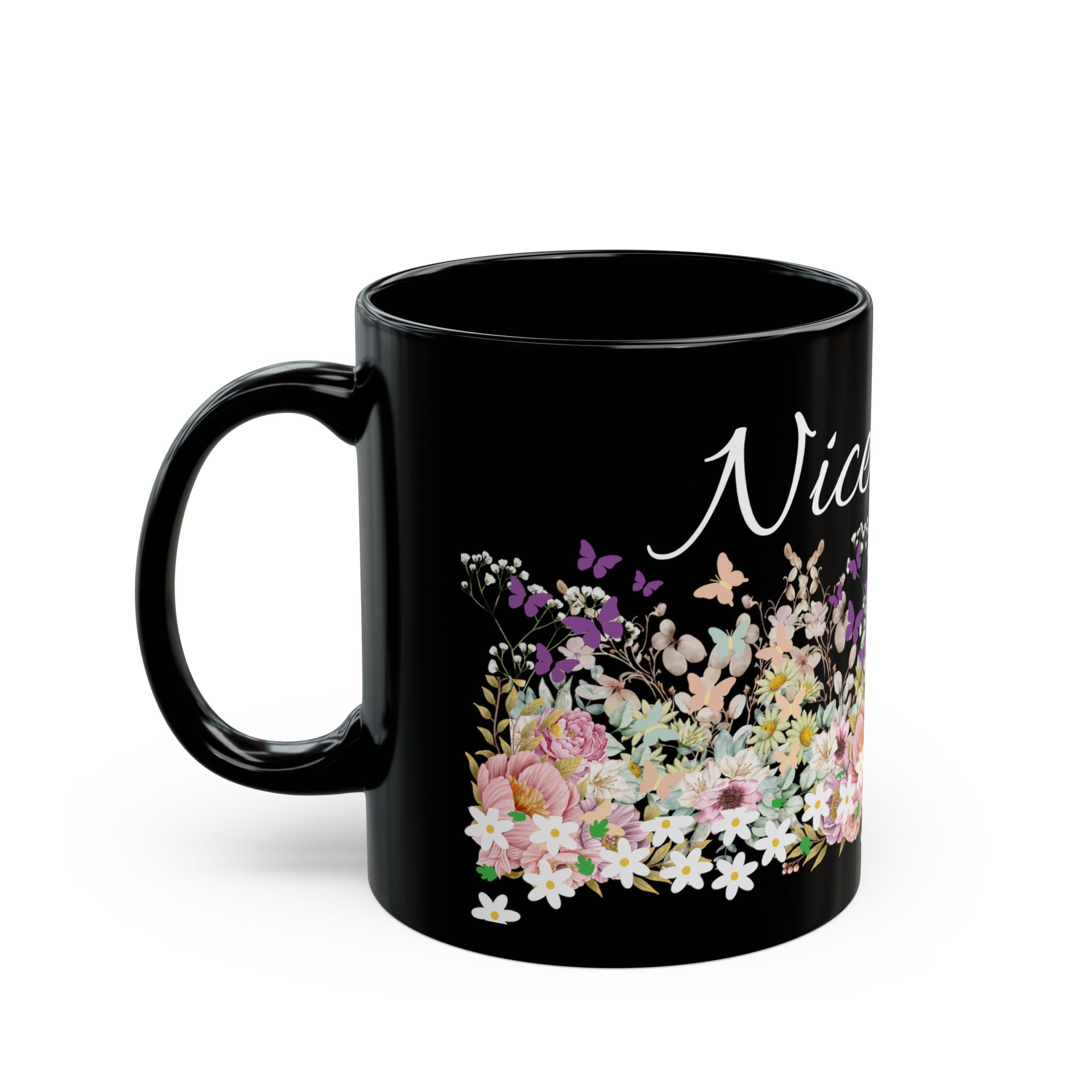 Nice Smell Floral Black Mug – Floral Coffee Tea Cup (11oz & 15oz)