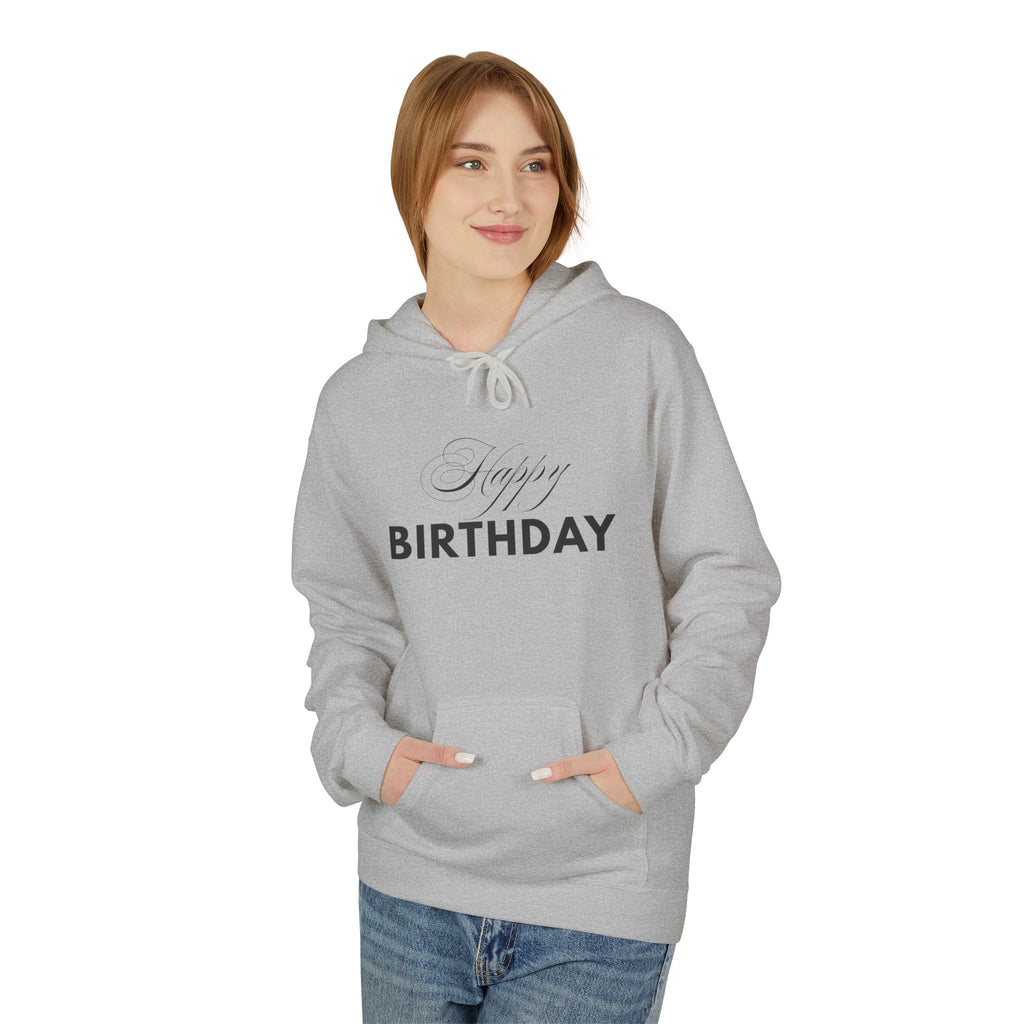 Birthday Hoodie — "Happy Birthday" Front & "Thank You Winter" Snowflake Back
