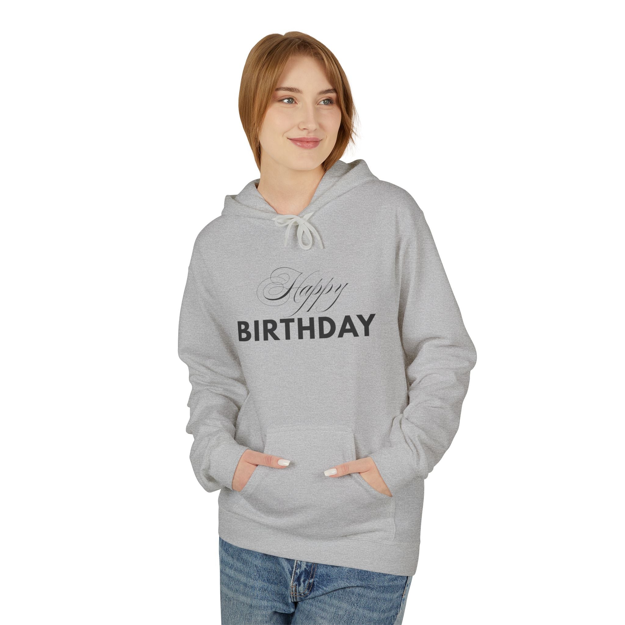 Birthday Hoodie — "Happy Birthday" Front & "Thank You Winter" Snowflake Back