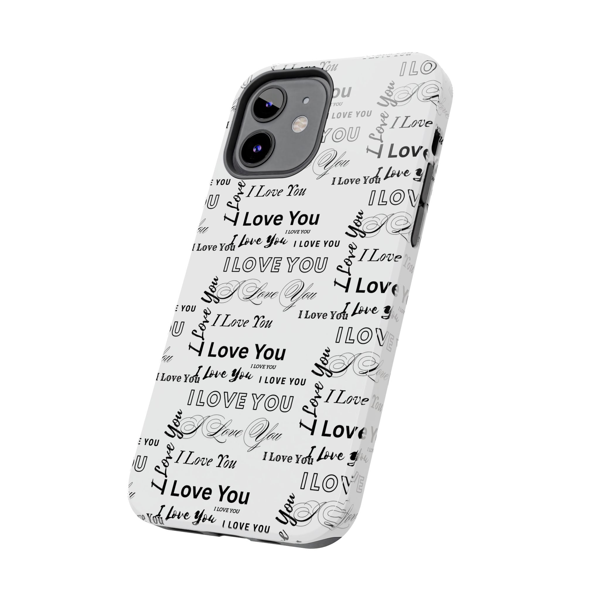 I Love You Pattern Tough Phone Case — Romantic Script Collage Design
