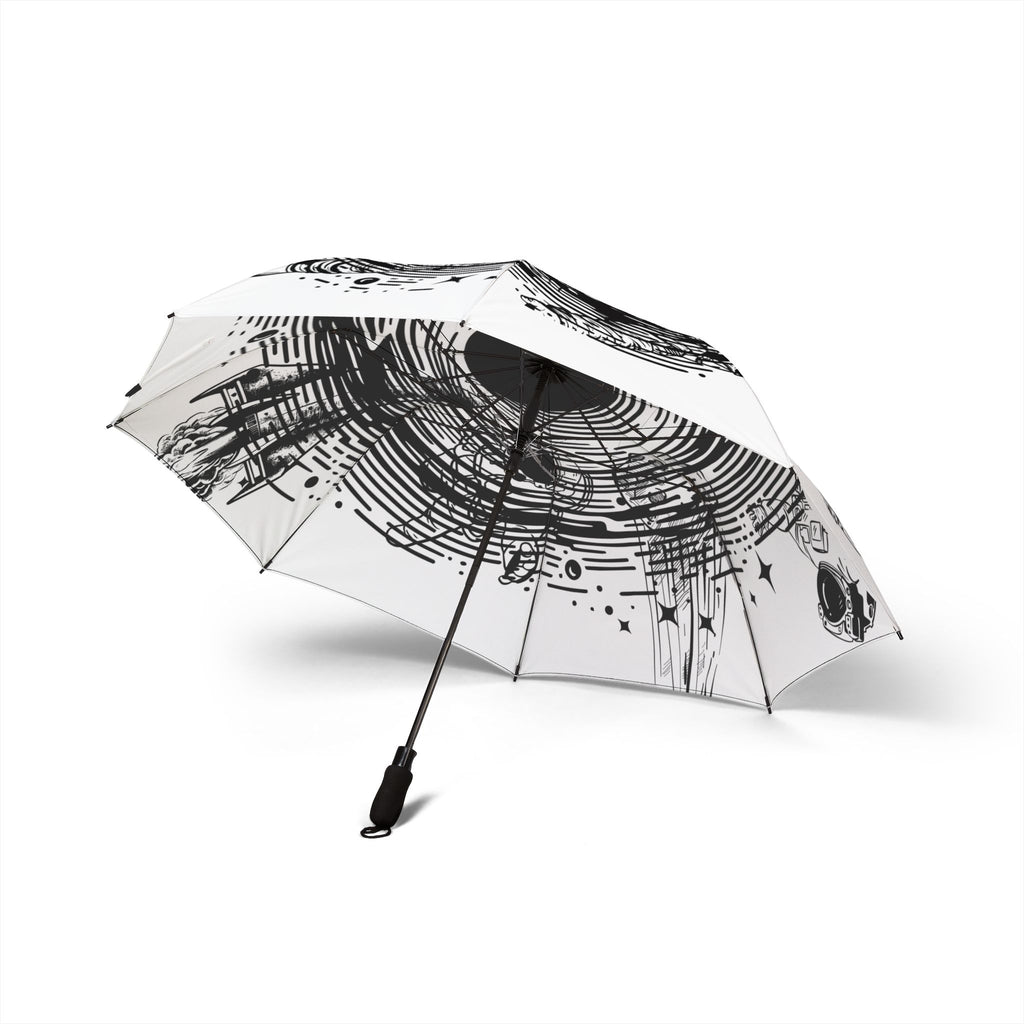Astronaut Swirl Semi-Automatic Foldable Umbrella — Space Ink Splash Design