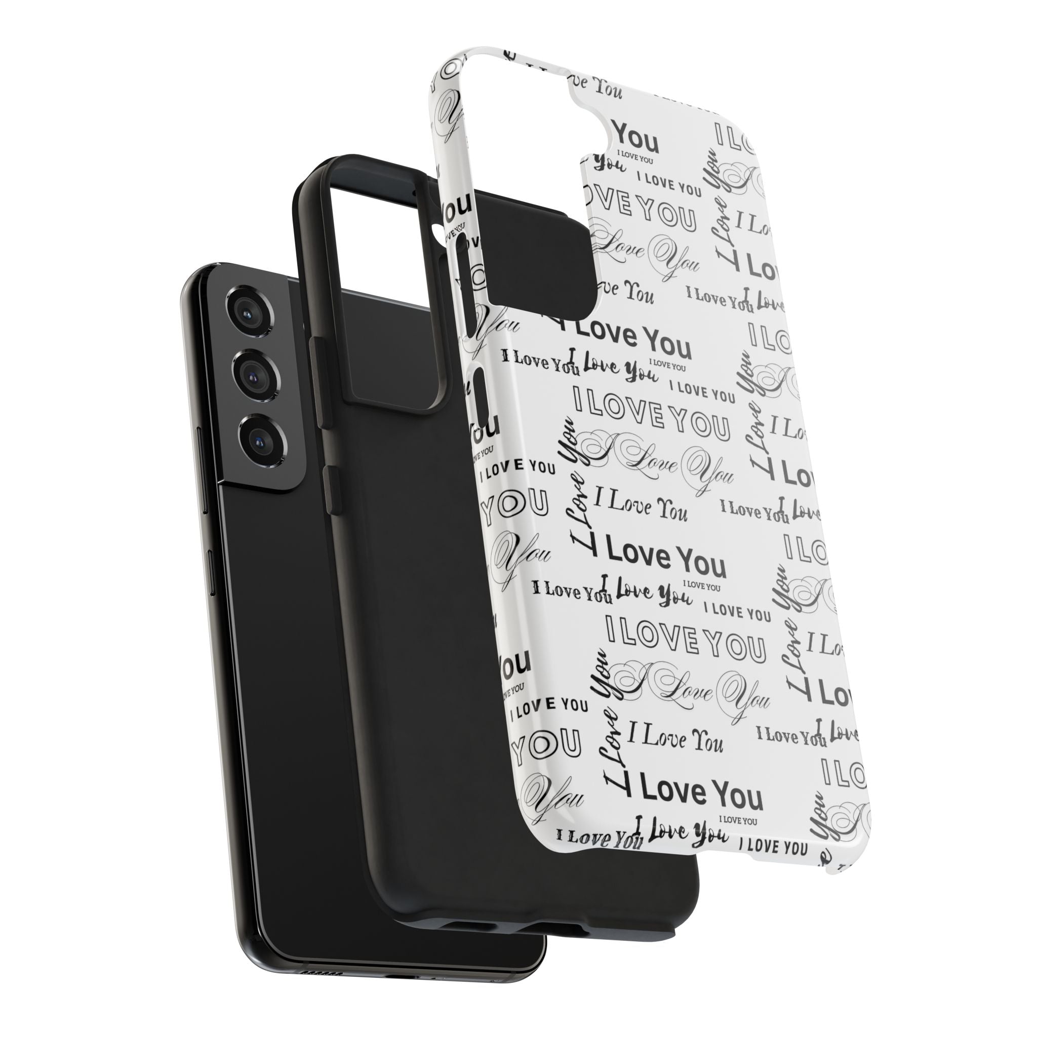 I Love You Pattern Tough Phone Case — Romantic Script Collage Design