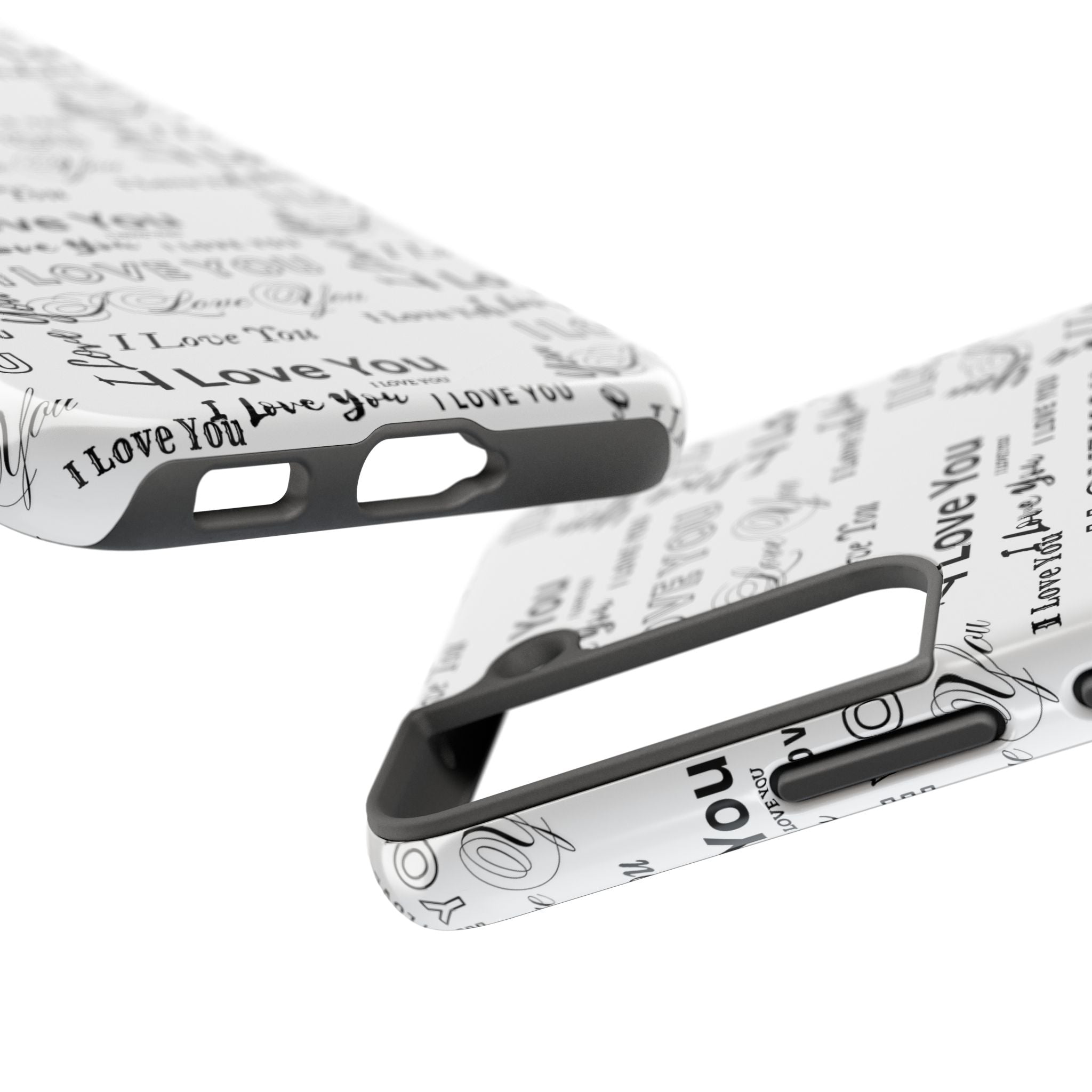 I Love You Pattern Tough Phone Case — Romantic Script Collage Design