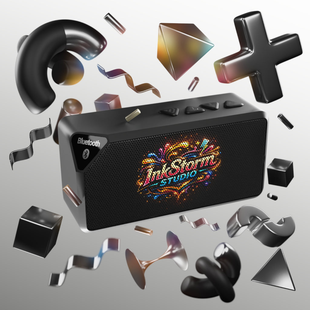 Portable Bluetooth Speaker — Colorful InkStorm Studio Graphic