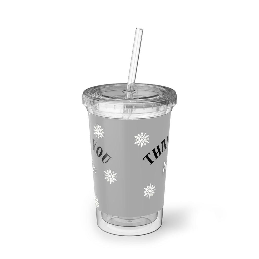 Winter 'Thank You' Acrylic Tumbler with Straw