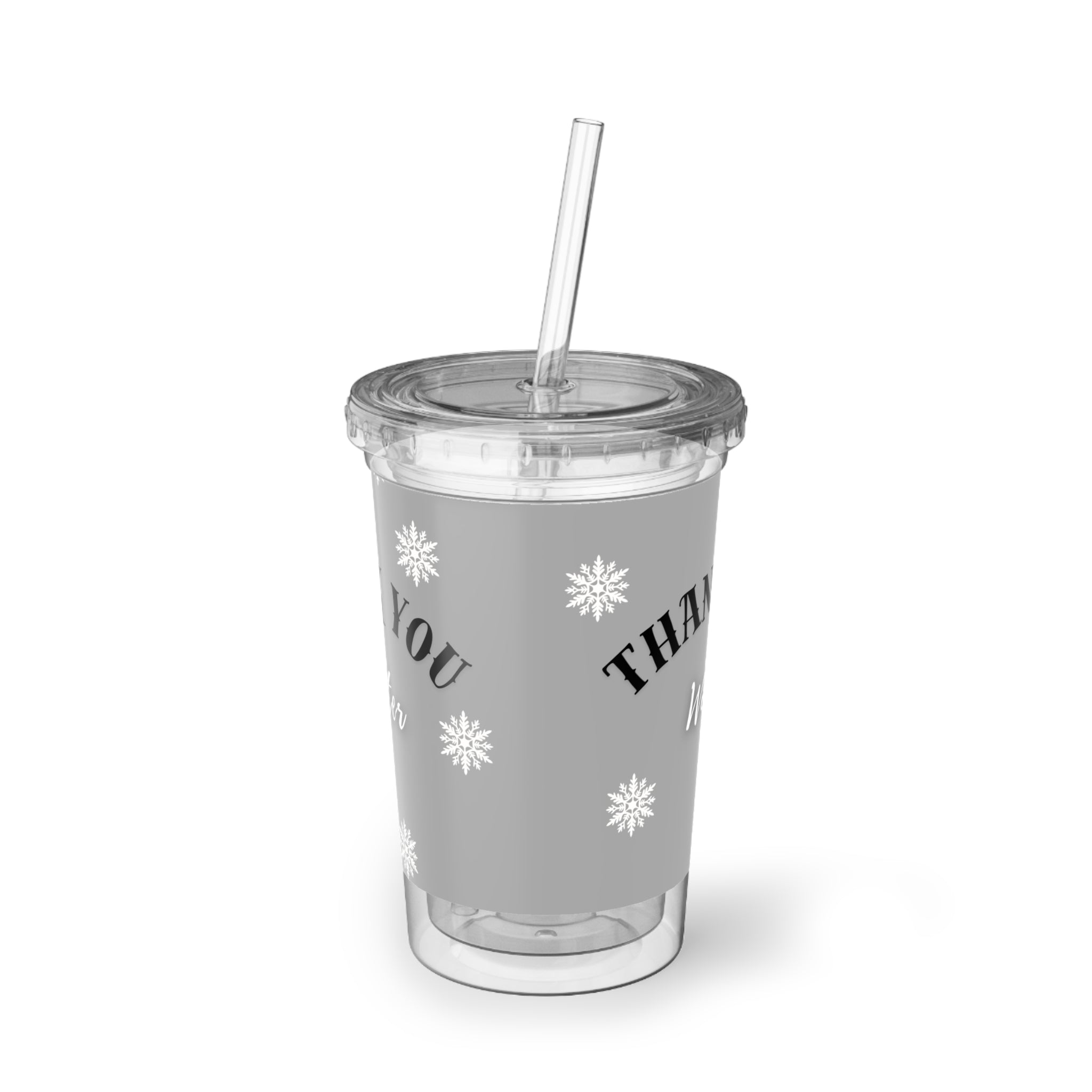 Winter 'Thank You' Acrylic Tumbler with Straw