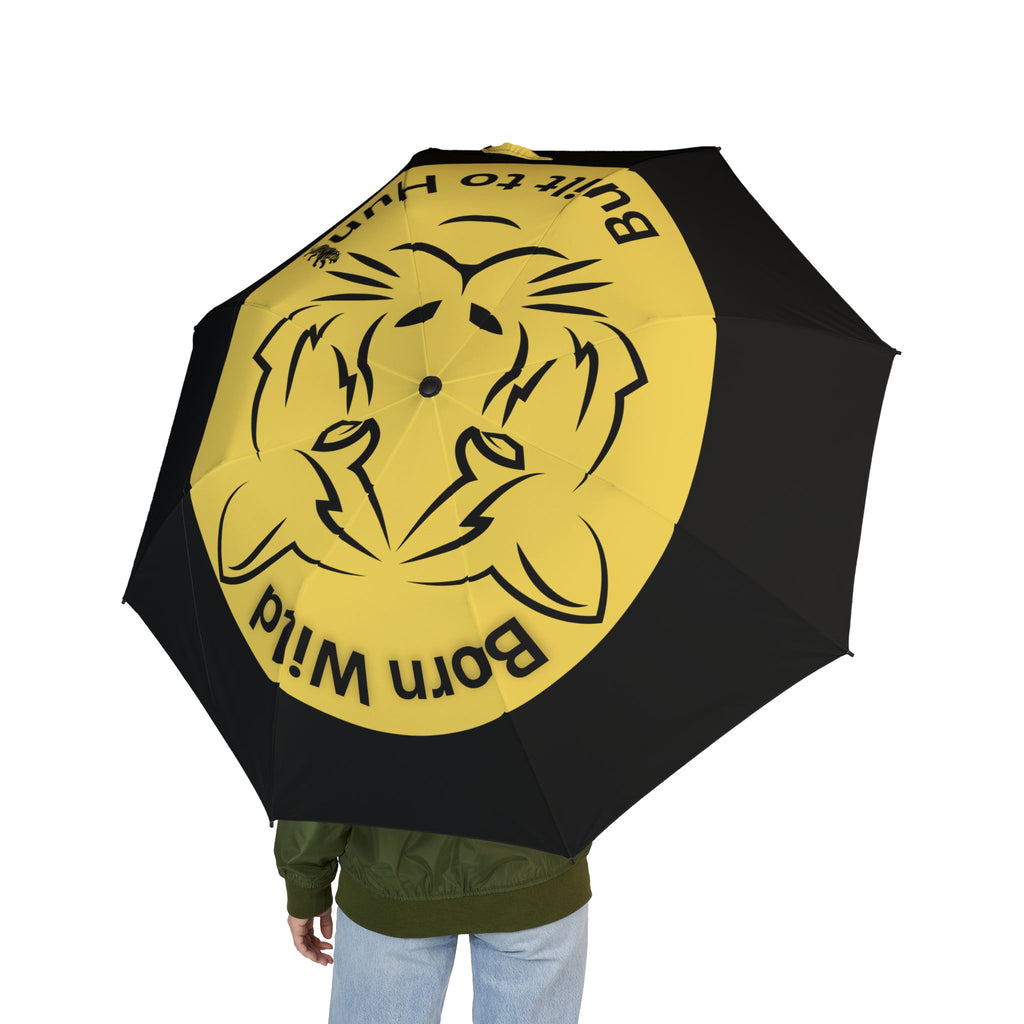Foldable Umbrella — Yellow Bom Wild Lion Logo Compact Rain Umbrella
