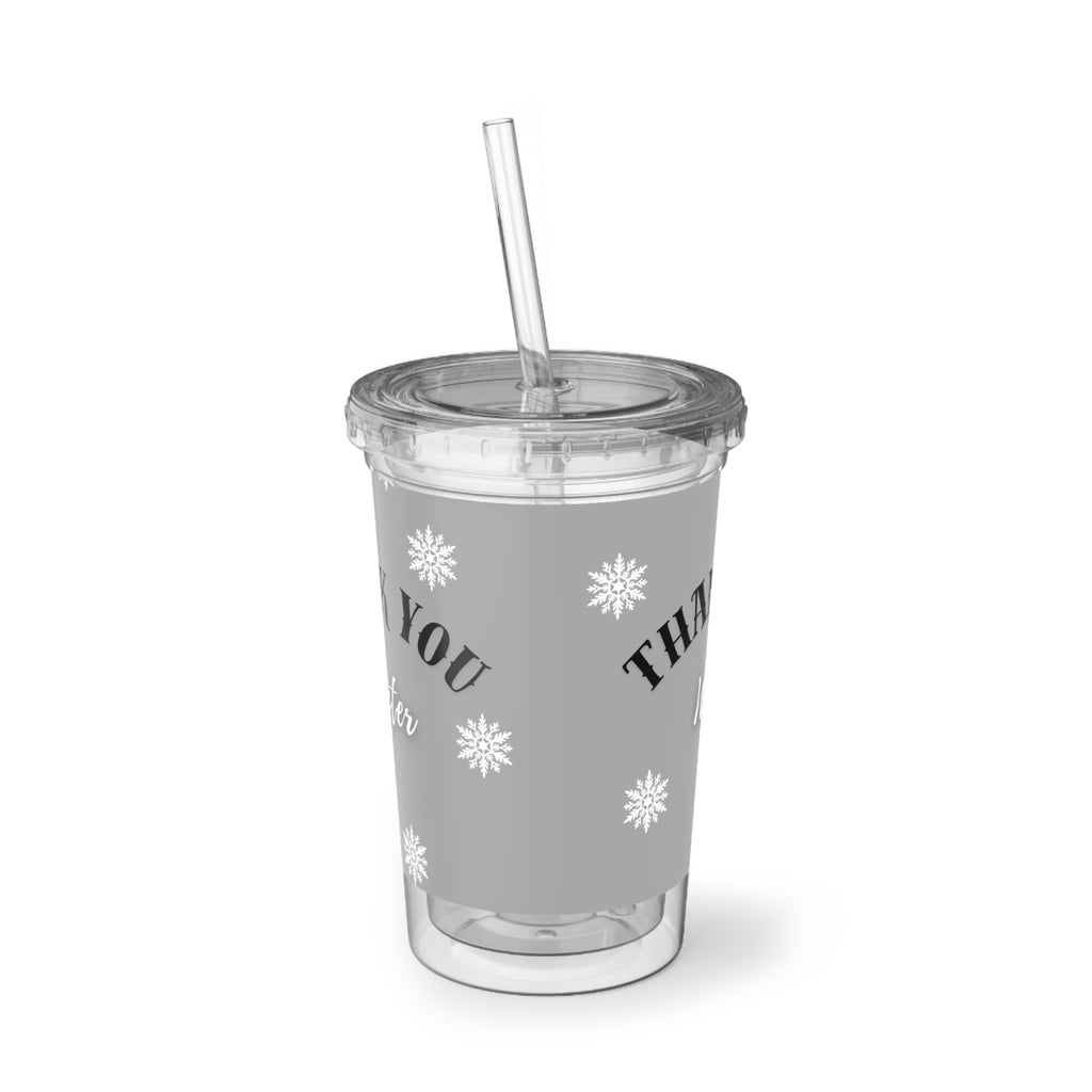 Winter 'Thank You' Acrylic Tumbler with Straw