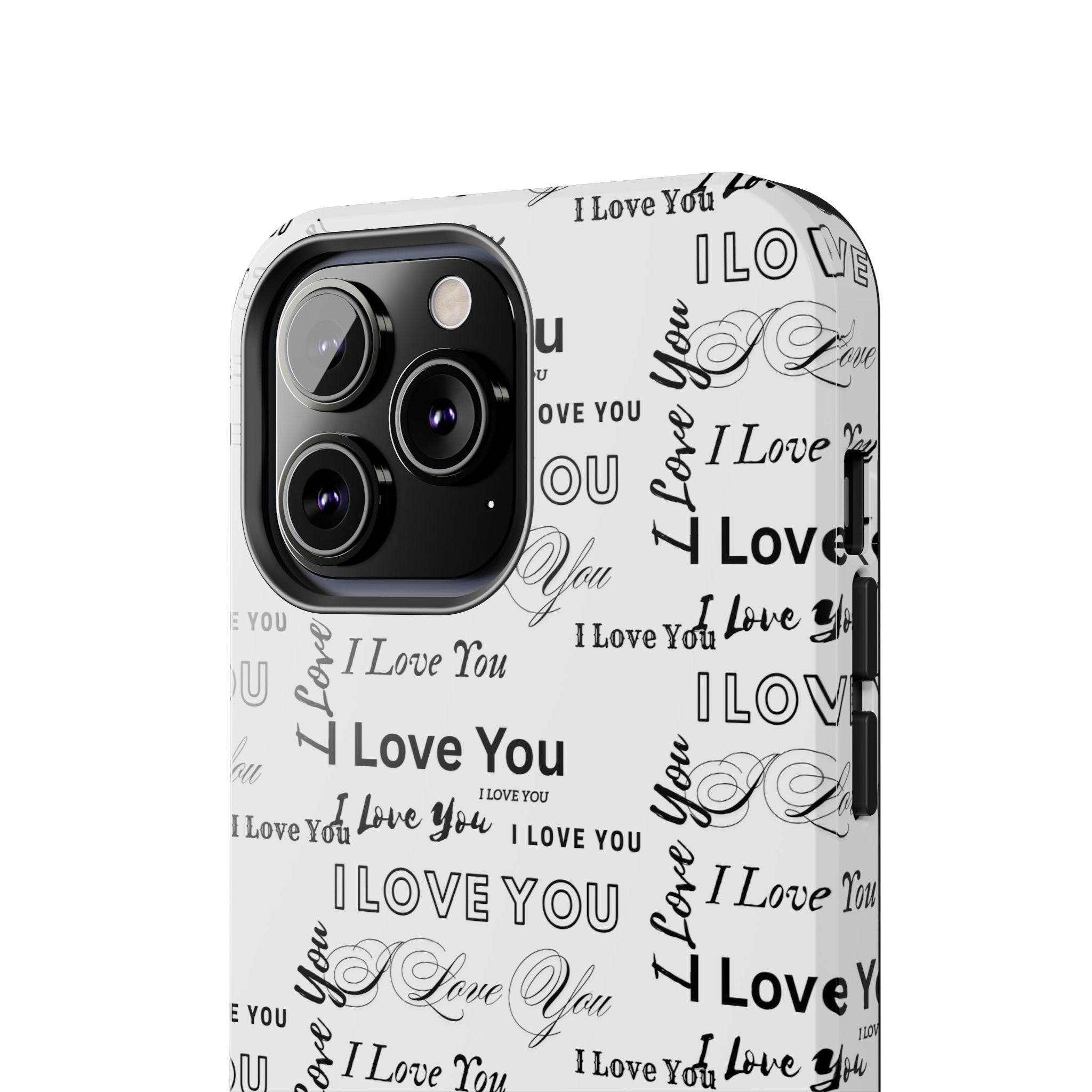 I Love You Pattern Tough Phone Case — Romantic Script Collage Design