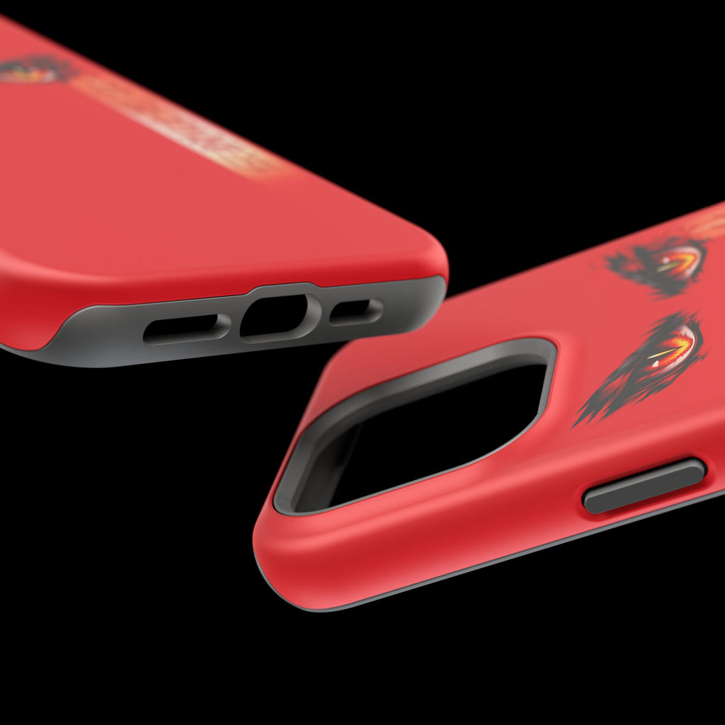 Red Demon Eyes Magnetic Phone Case — Japanese Script "伝説はまだ死なず"