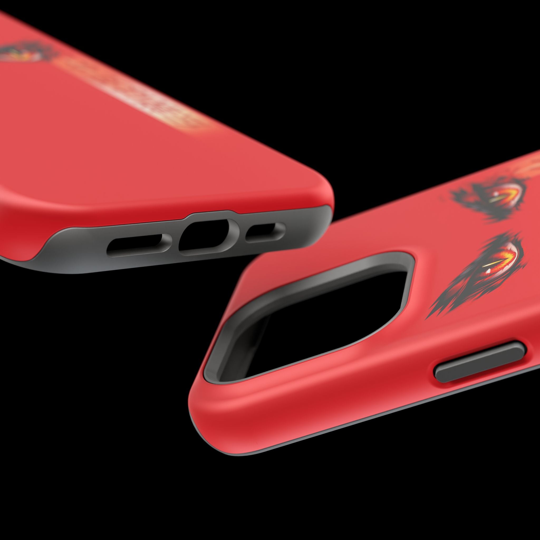 Red Demon Eyes Magnetic Phone Case — Japanese Script "伝説はまだ死なず"