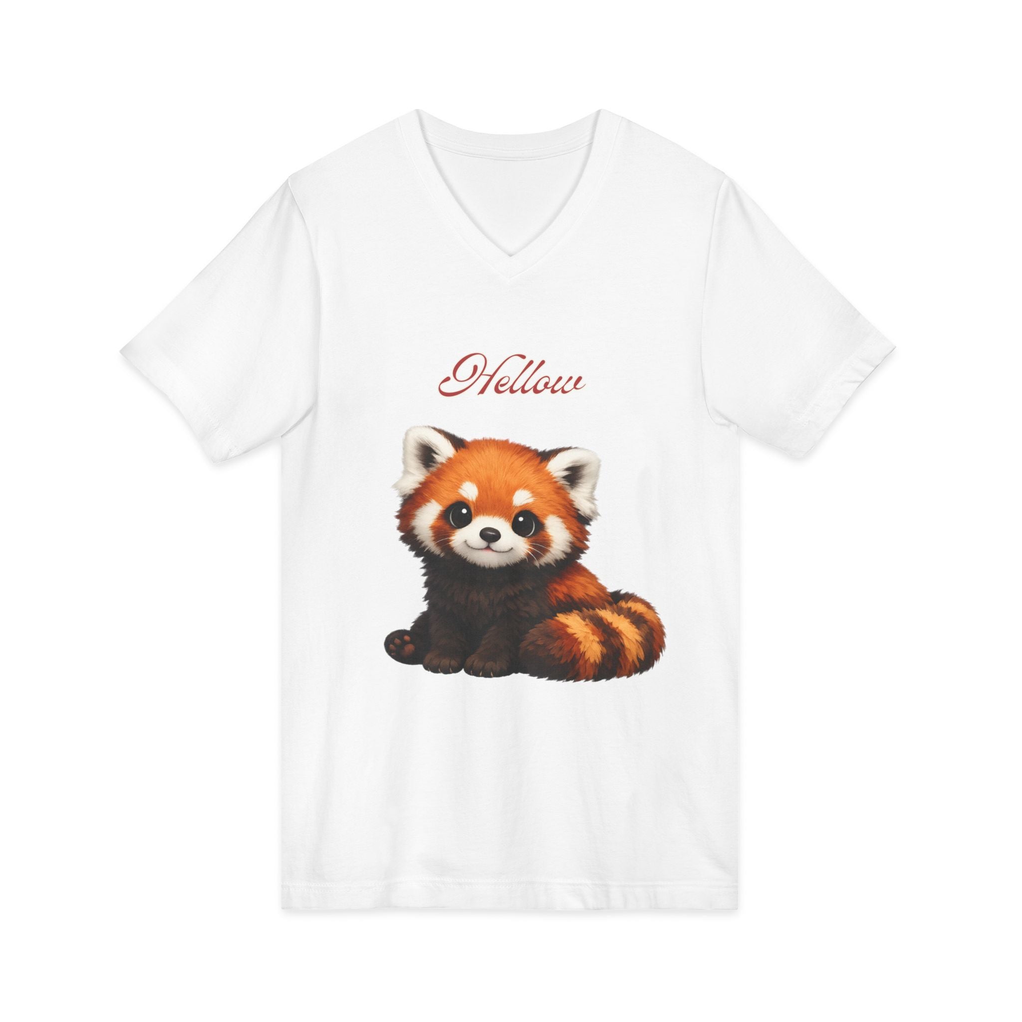 Red Panda V-Neck Tee - Cute 'Nellow' Graphic Shirt