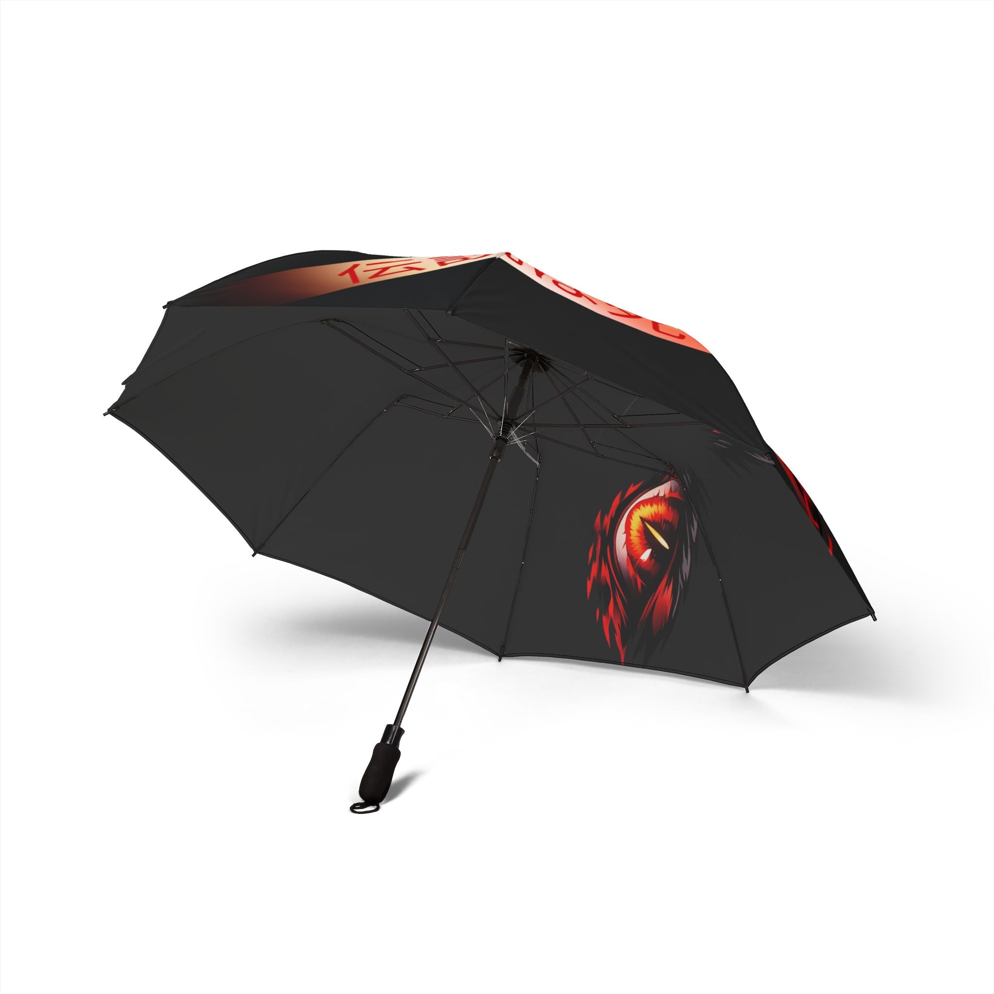 Foldable Umbrella - Japanese Script & Fiery Eye Rain Parasol