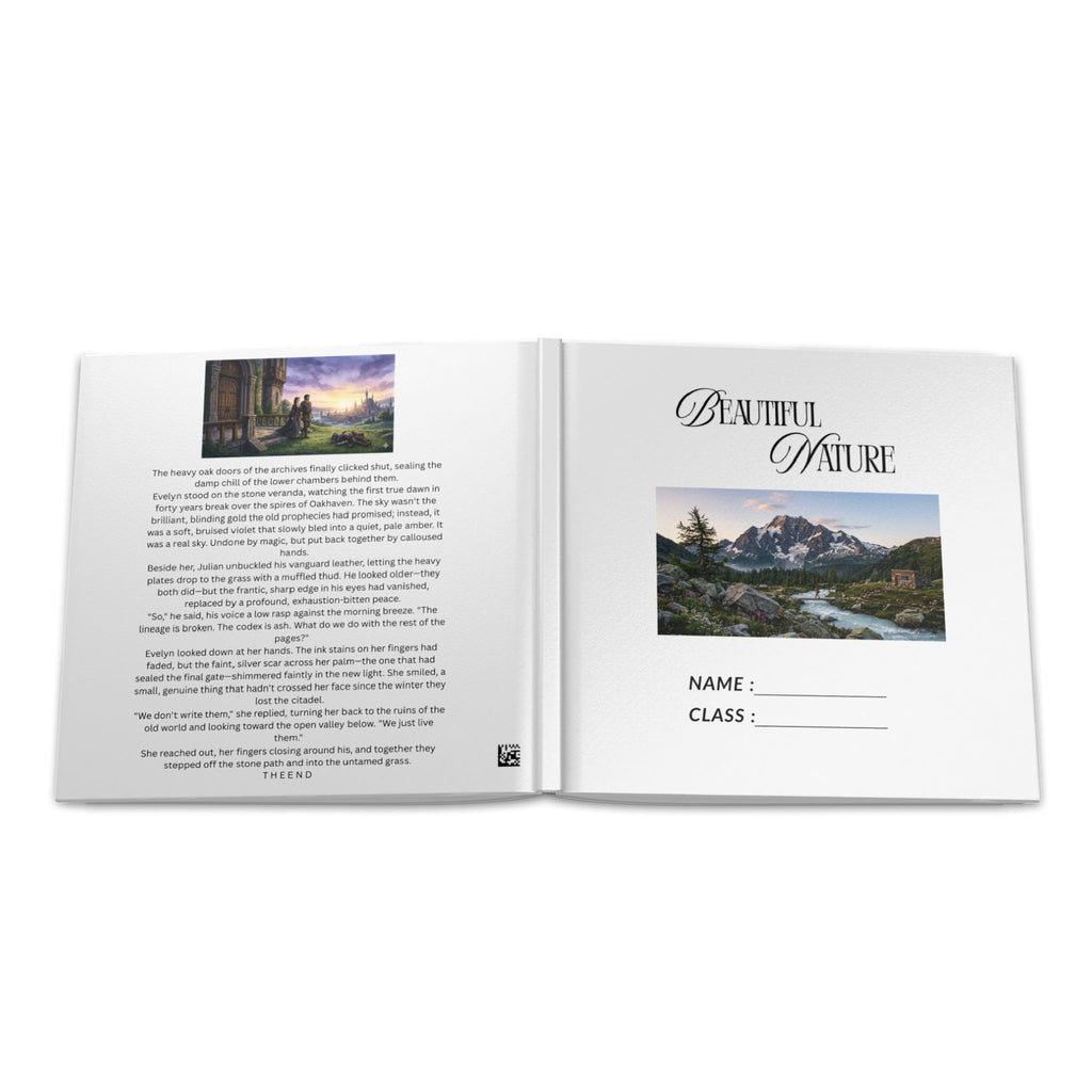 Hardcover Photo Book — Custom Photo Story Album (Name & Class Page, Landscape Art)