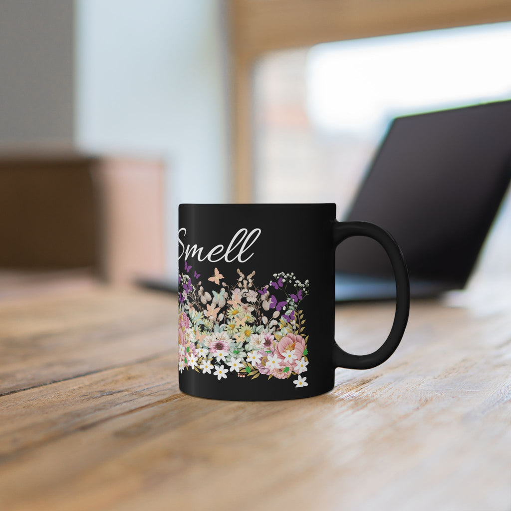 Nice Smell Floral Black Mug – Floral Coffee Tea Cup (11oz & 15oz)