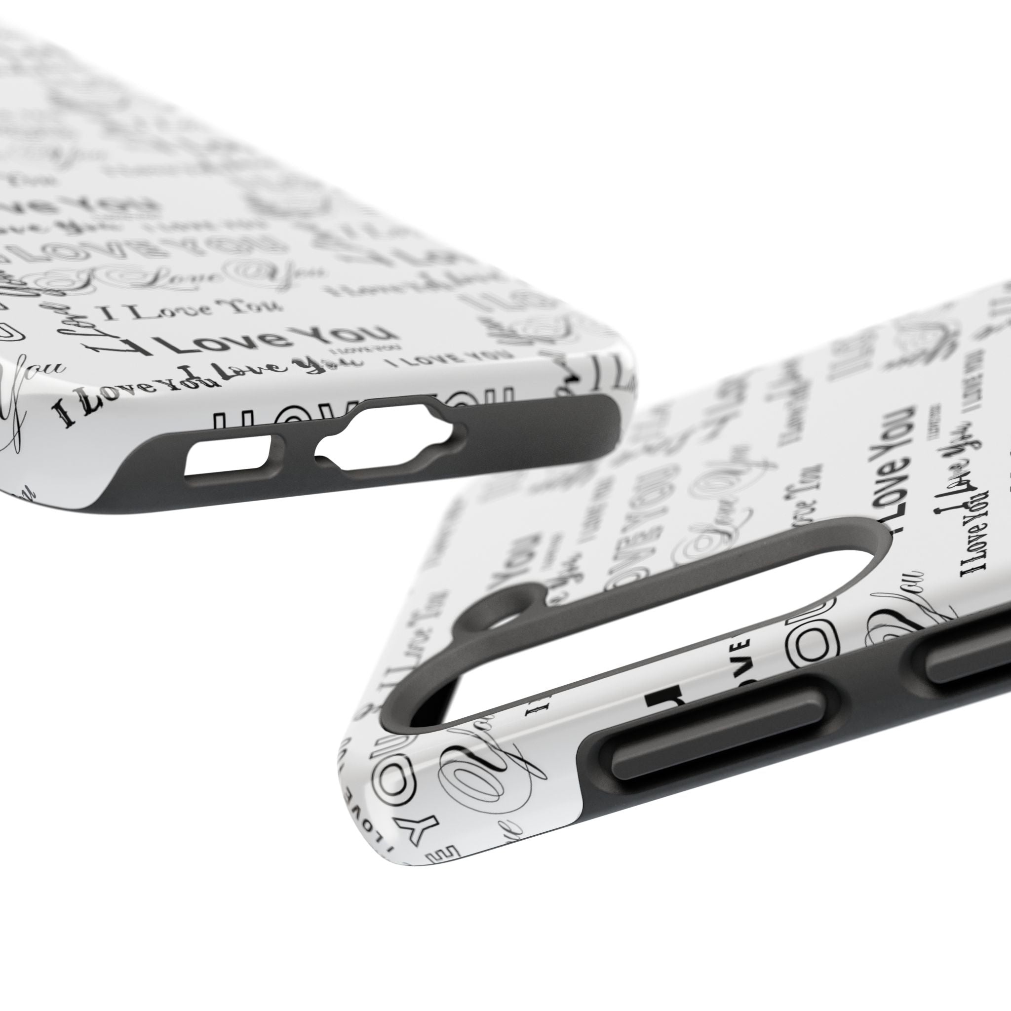 I Love You Pattern Tough Phone Case — Romantic Script Collage Design