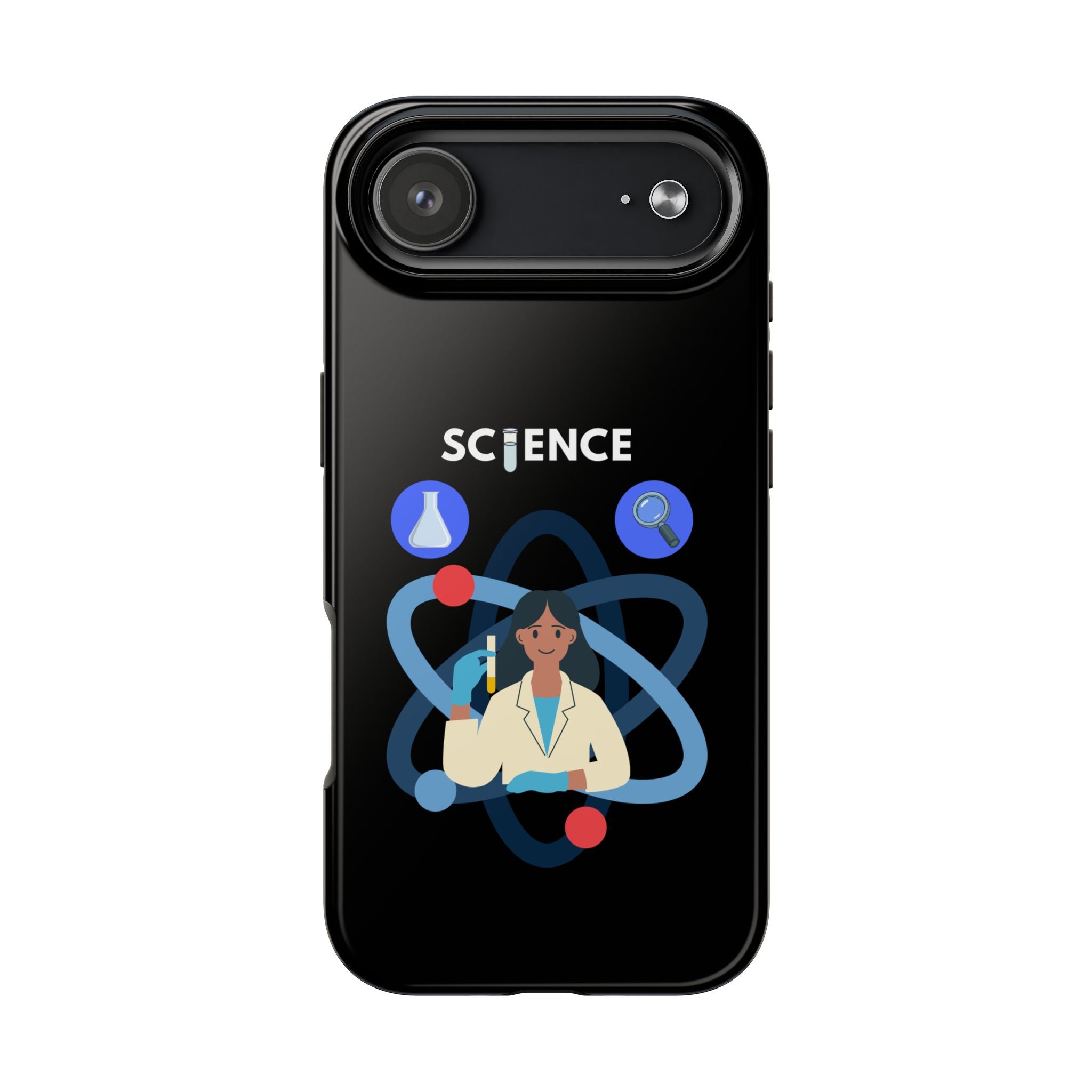 Science Teacher Tough Phone Case — Cute Female Scientist Atom Design