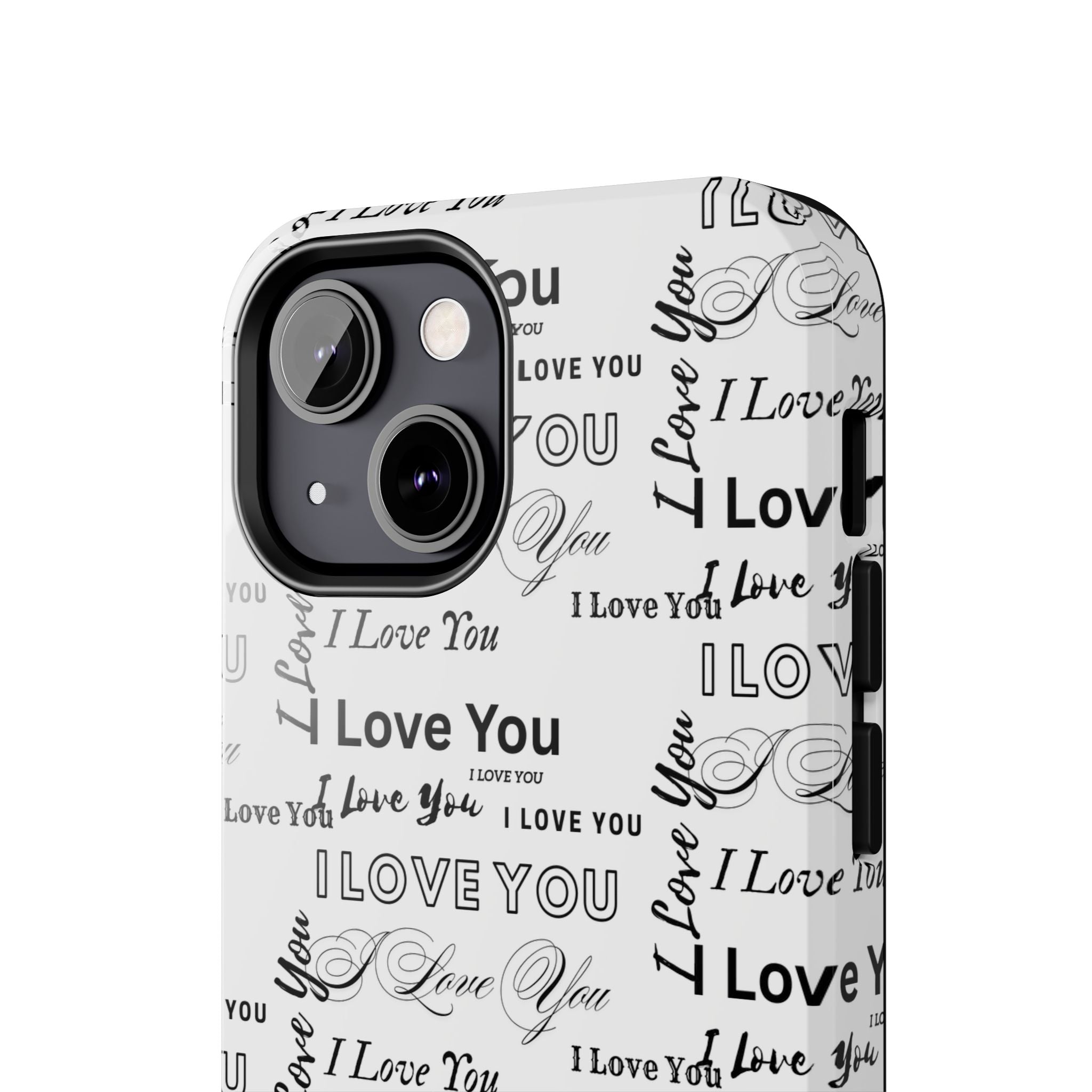 I Love You Pattern Tough Phone Case — Romantic Script Collage Design