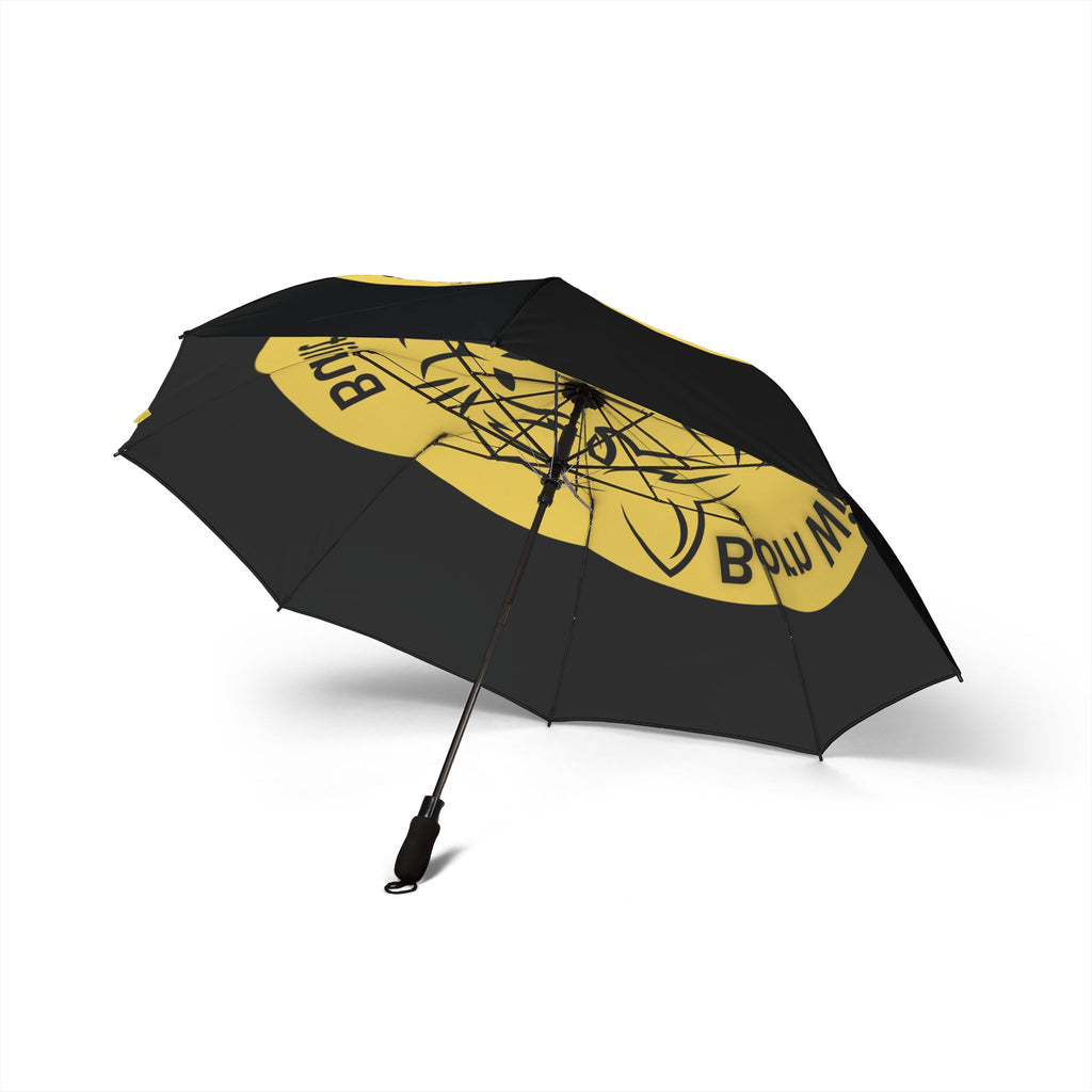 Foldable Umbrella — Yellow Bom Wild Lion Logo Compact Rain Umbrella