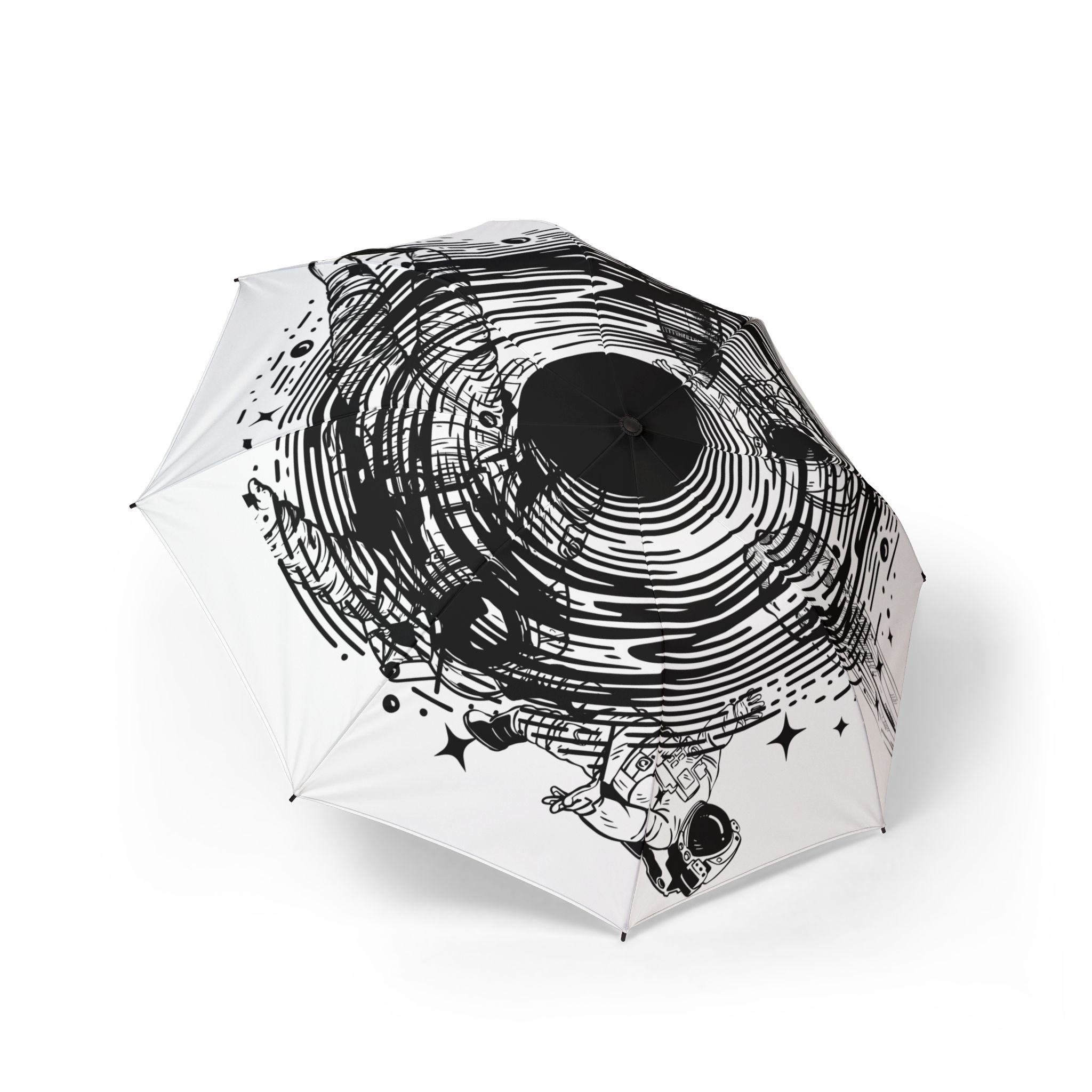 Astronaut Swirl Semi-Automatic Foldable Umbrella — Space Ink Splash Design
