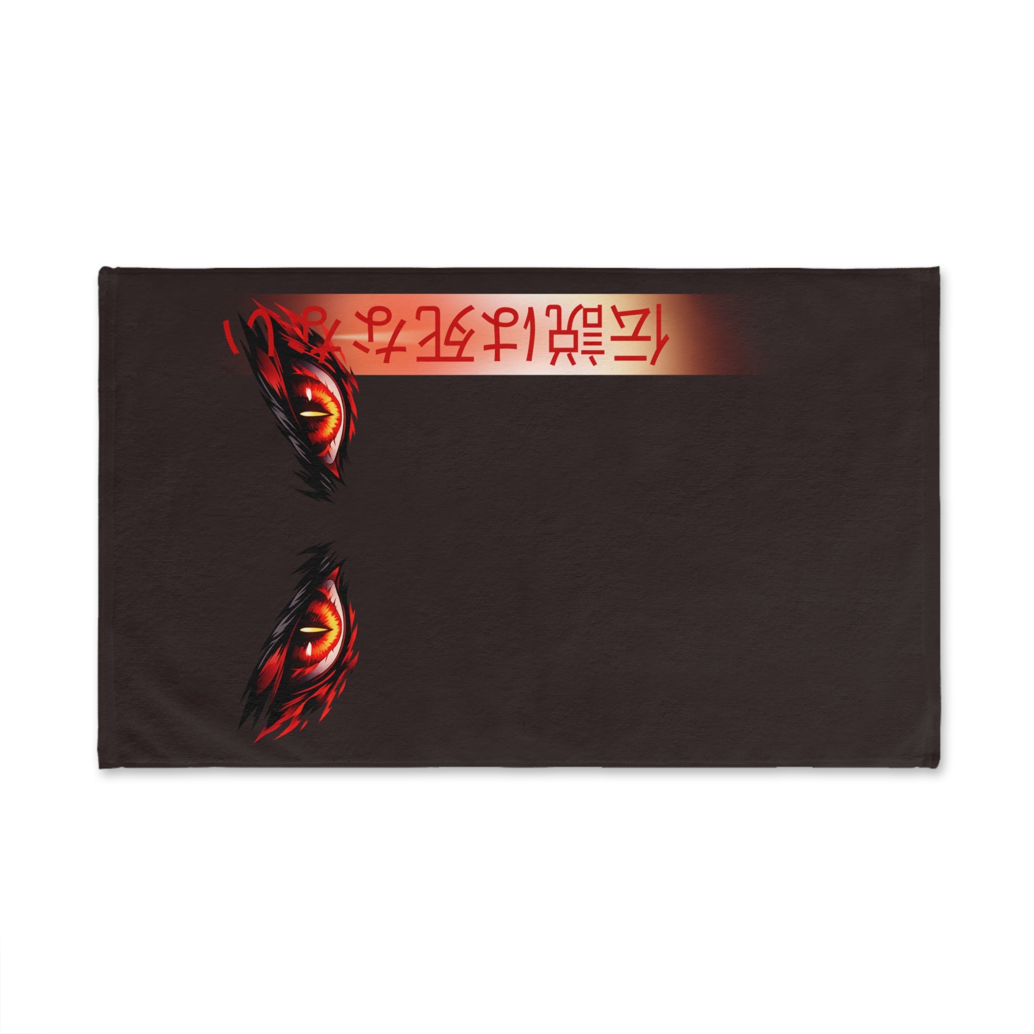 Hand Towel — Fiery Demon Eyes with Japanese Script (伝説は死なない)